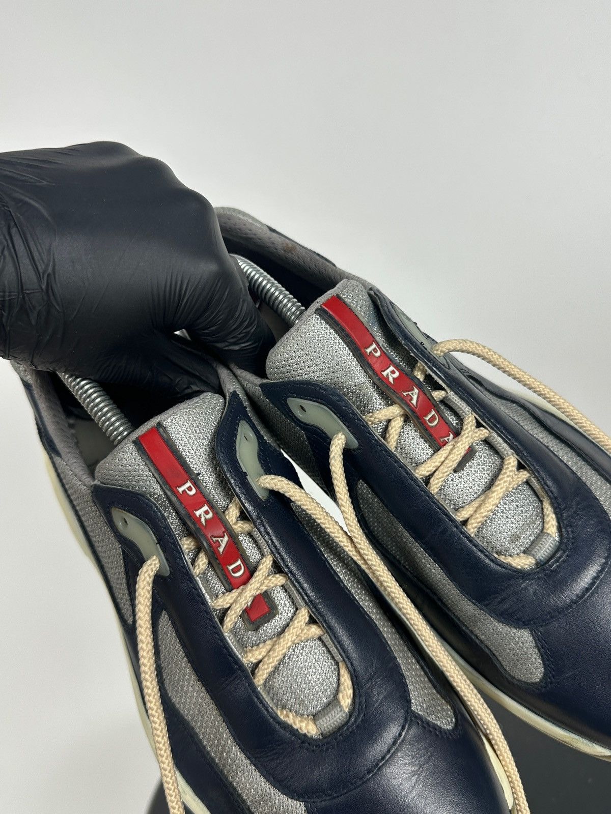 Prada Prada America’s Cup Navy Blue Leather Sneakers Size US 7.5 / EU 40-41 - 22 Thumbnail
