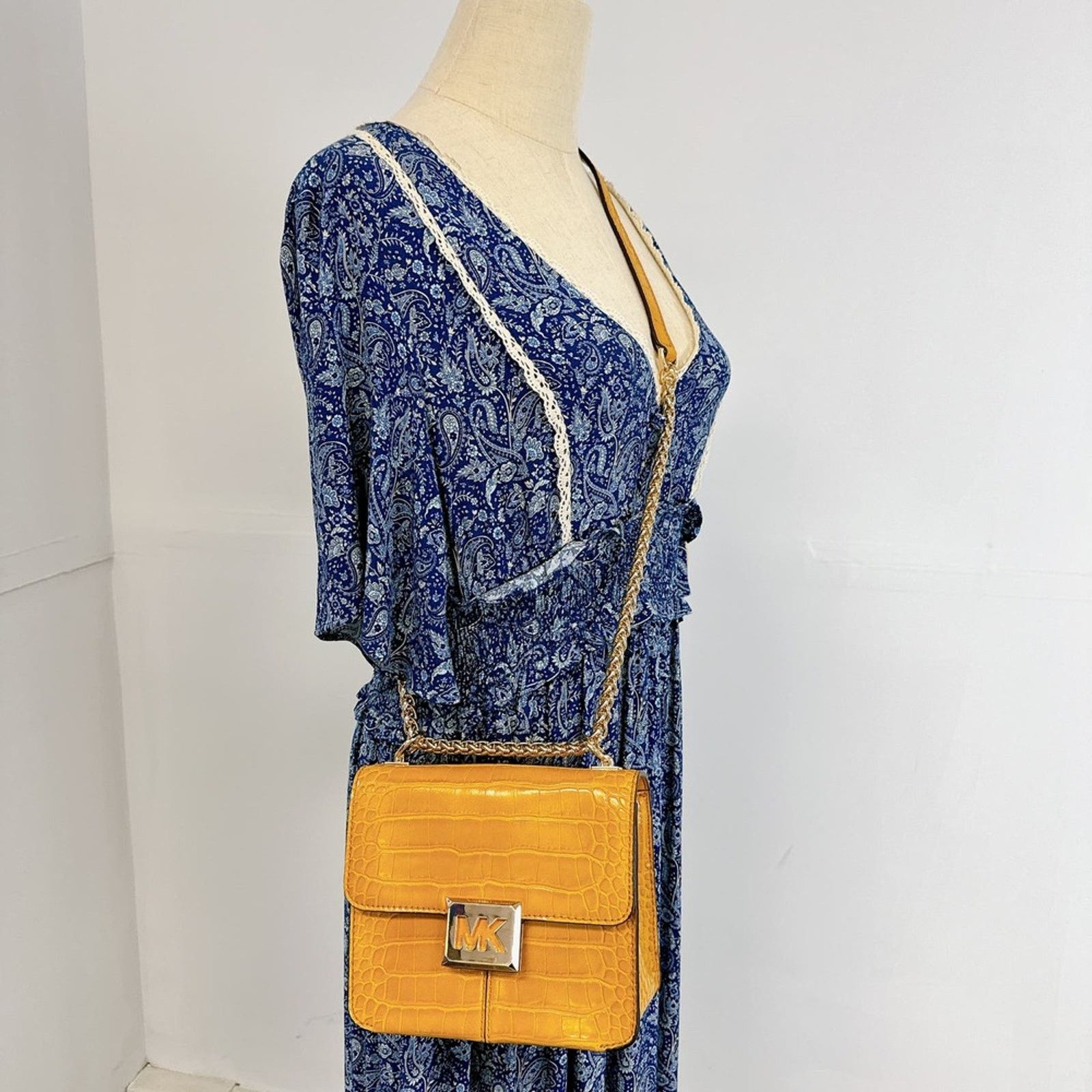 Michael Kors Michael Kors 35F1G6SS1E Sonia Sm Crocodile Embossed MARIGOLD Size ONE SIZE - 1 Thumbnail