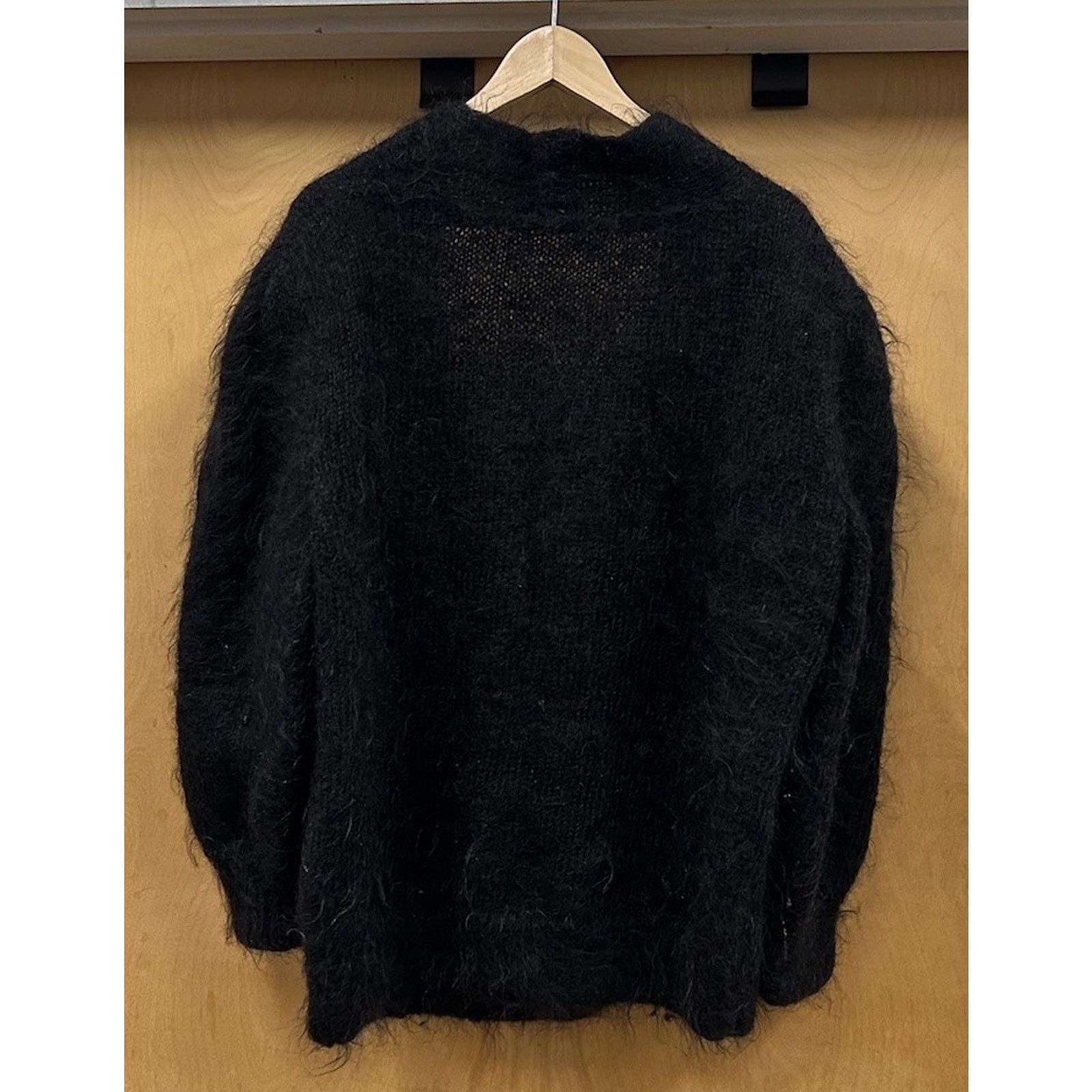 Handmade Black Mohair Shaggy Cardigan Sweater Size XL Cobain Fuzzy Size US XL / EU 56 / 4 - 2 Thumbnail