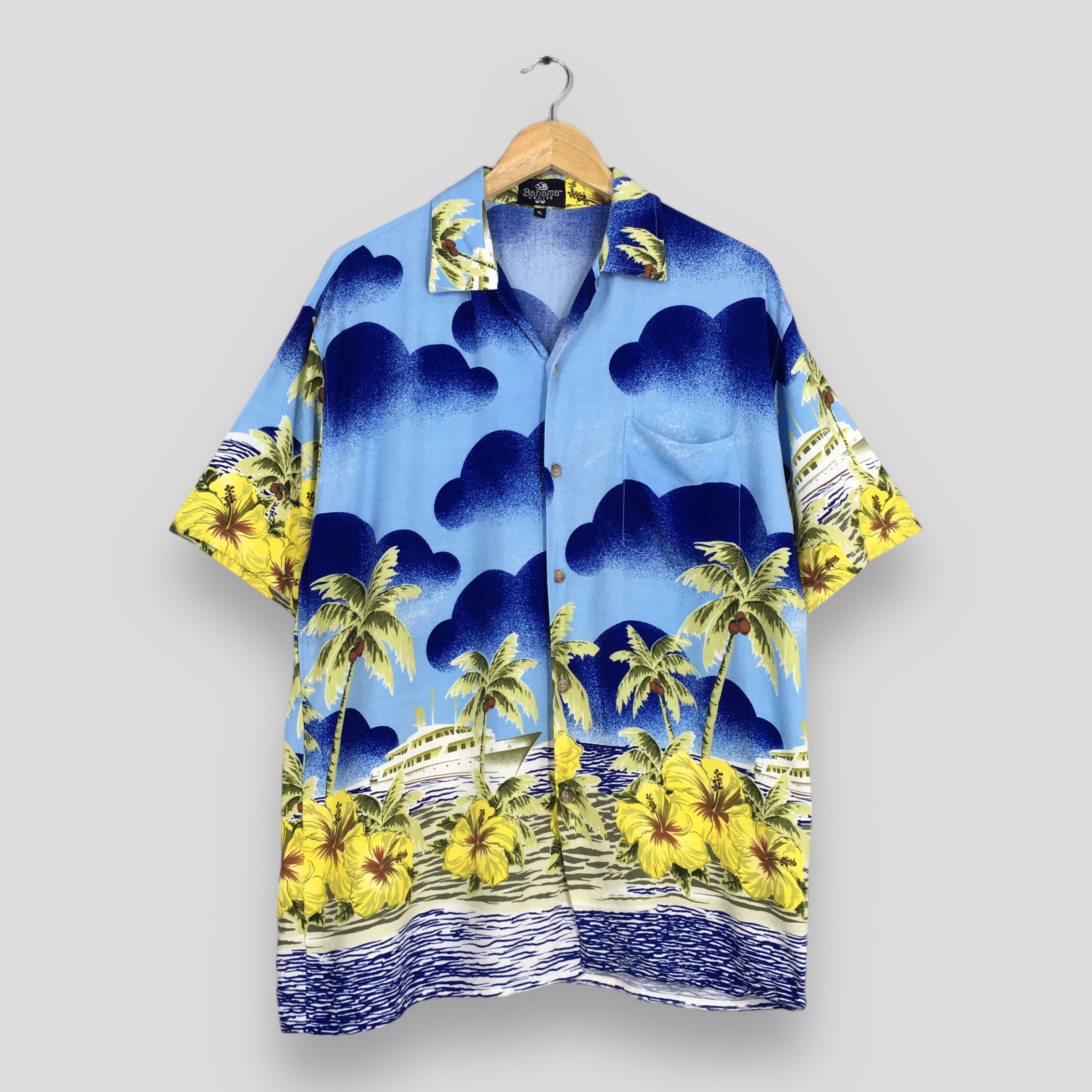 Vintage Vintage 90's Hawaiian Aloha Tropical Blue Shirt XLarge Size US XL / EU 56 / 4 - 1 Thumbnail