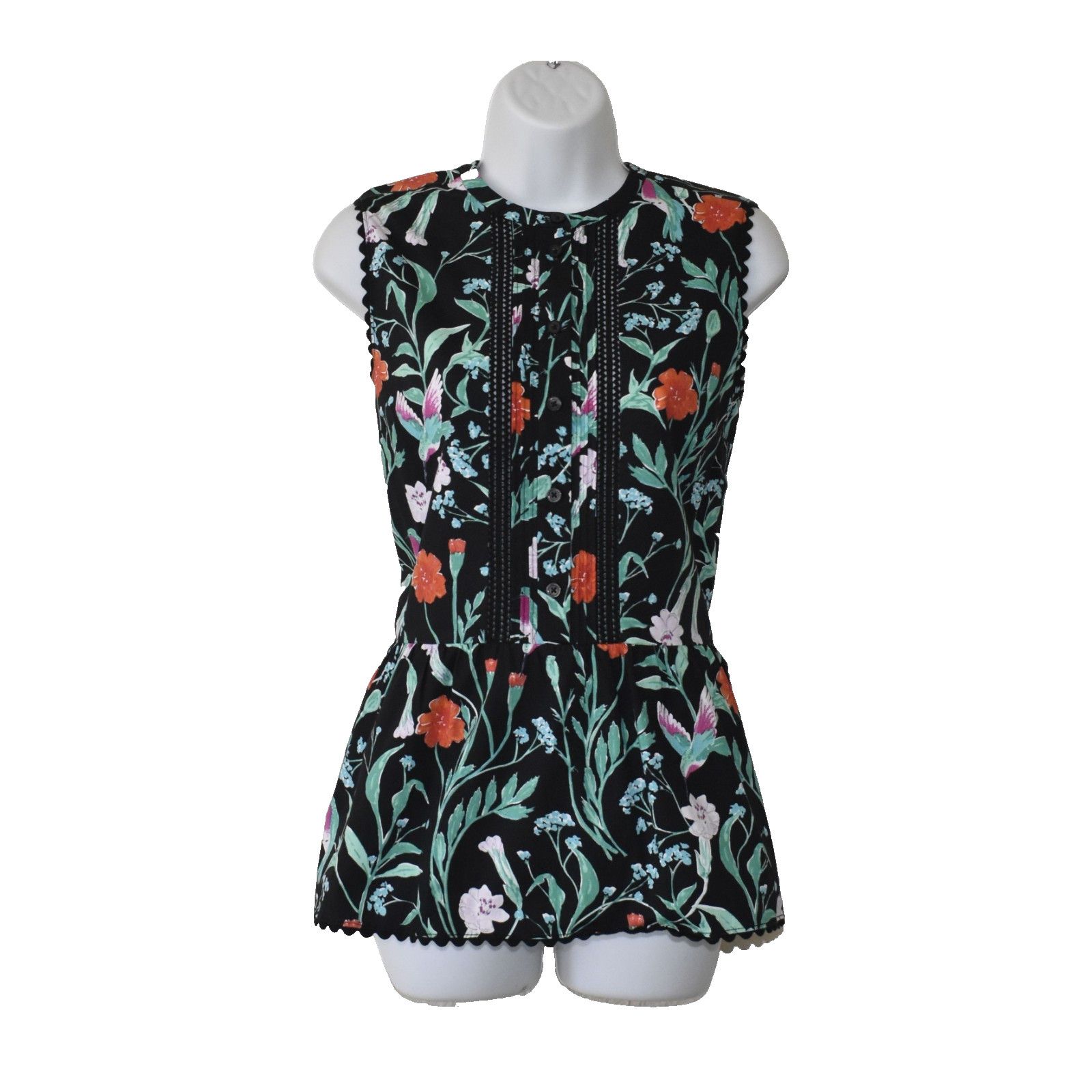 Kate Spade NEW KATE SPADE Jardin Poplin Hummingbird Peplum Top Size M Size M / US 6-8 / IT 42-44 - 2 Thumbnail