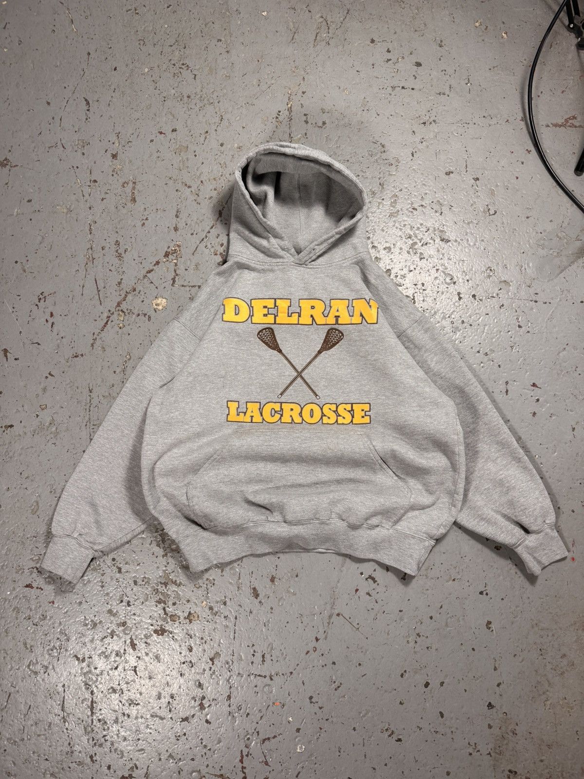 Vintage Delran Lacrosse Hoodie Faded