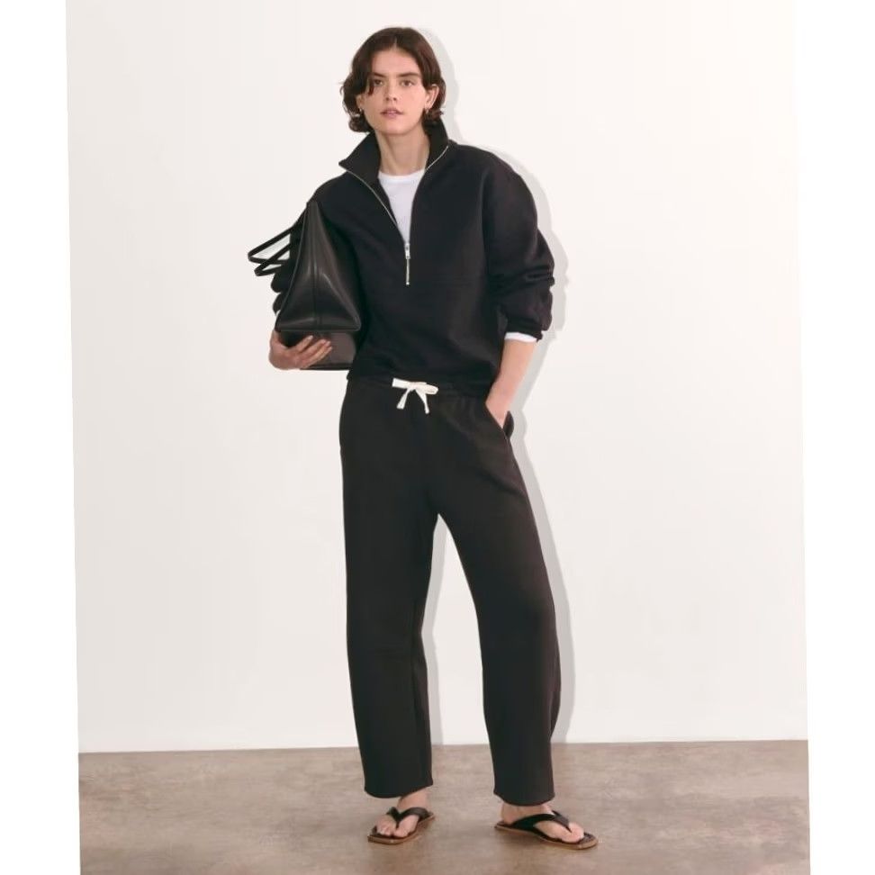 Everlane VINTAGE Everlane Track Wide-Leg Pant Sweatpants Women 2X Black NWT Sweatpants Size 25" / US 0 / IT 36 - 2 Thumbnail