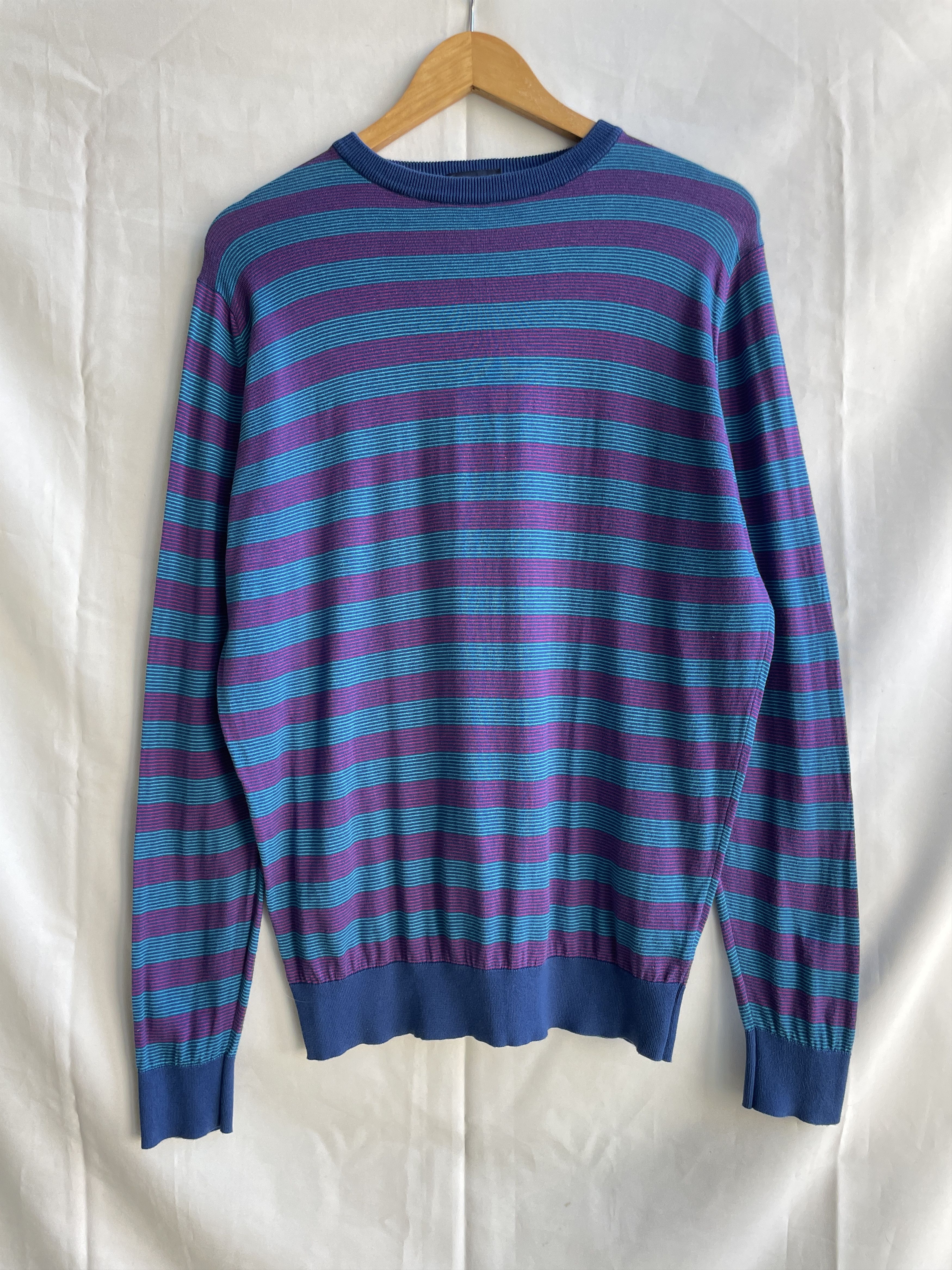John Smedley John Smedley Striped Purple Blue Cotton Sweater Size M Size US M / EU 48-50 / 2 - 1 Thumbnail
