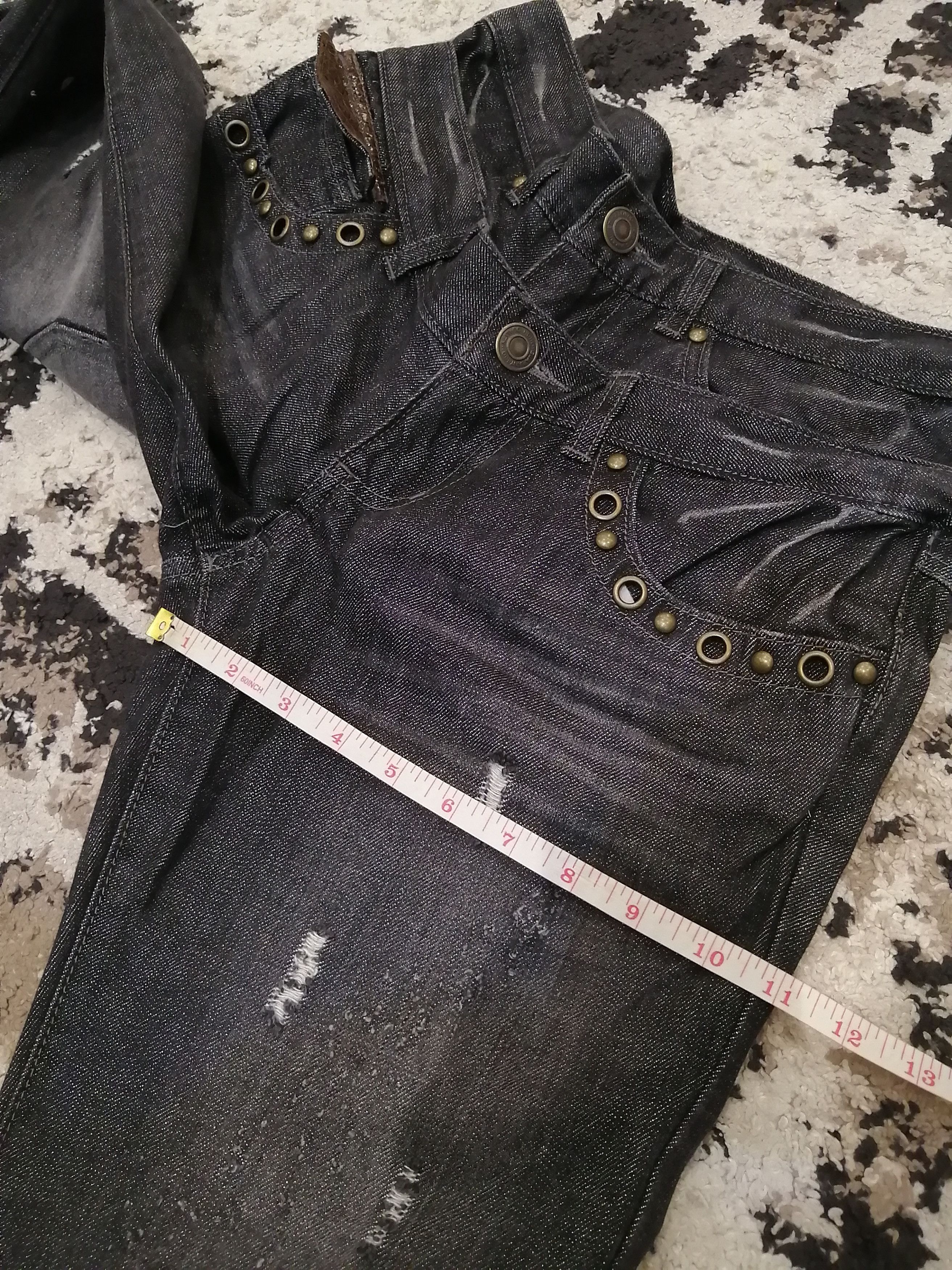 If Six Was Nine Japanese Brand Mix Leather Double Waist Jeans Size US 32 / EU 48 - 13 Thumbnail