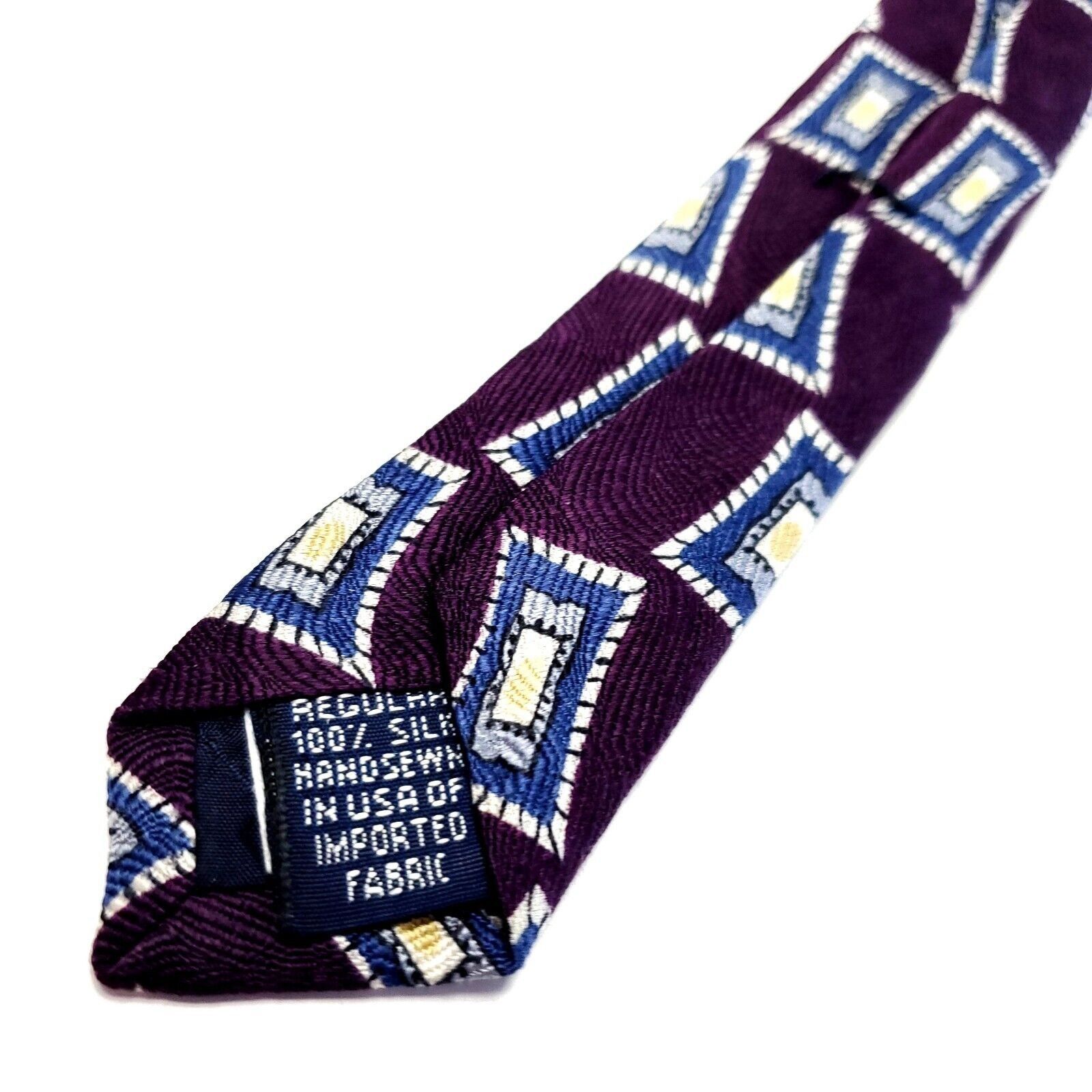 Lands' End Land's End Silk Tie Wide Print Purple Geometric Size ONE SIZE - 5 Thumbnail