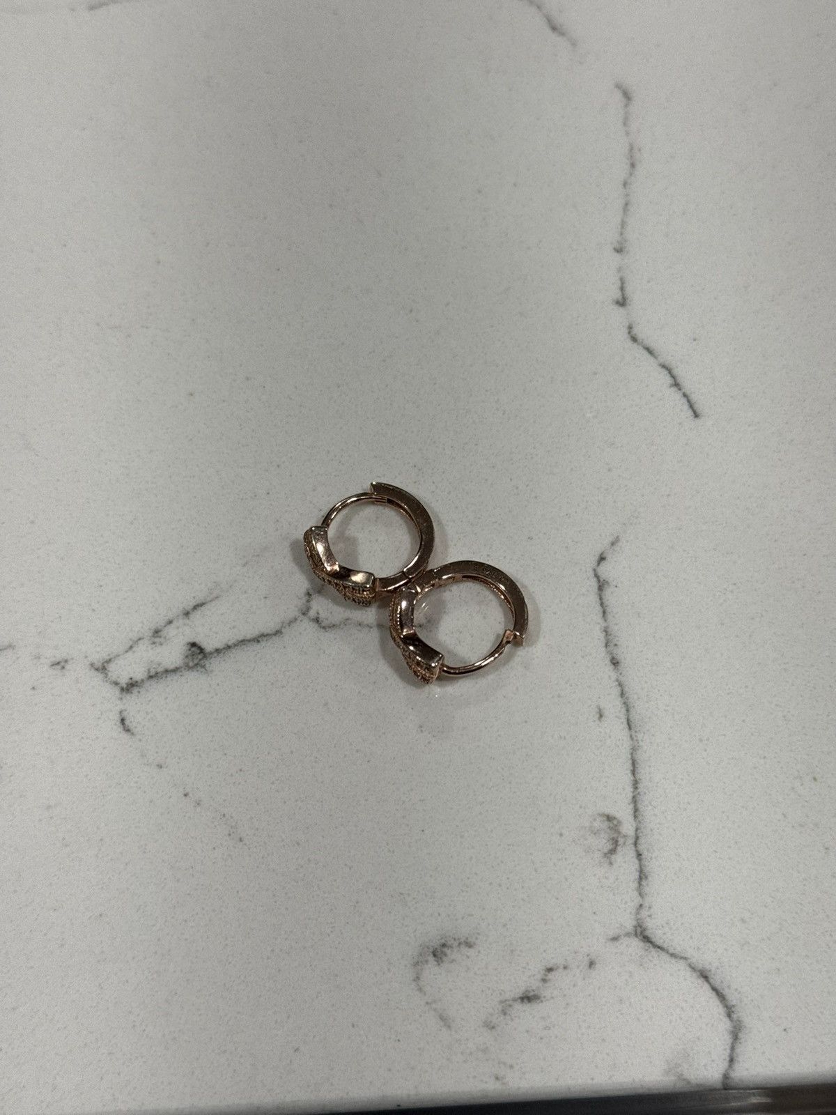 Jewelry Sterling Silver Rose Gold Diamond Infinity Huggie Earrings Size ONE SIZE - 6 Thumbnail