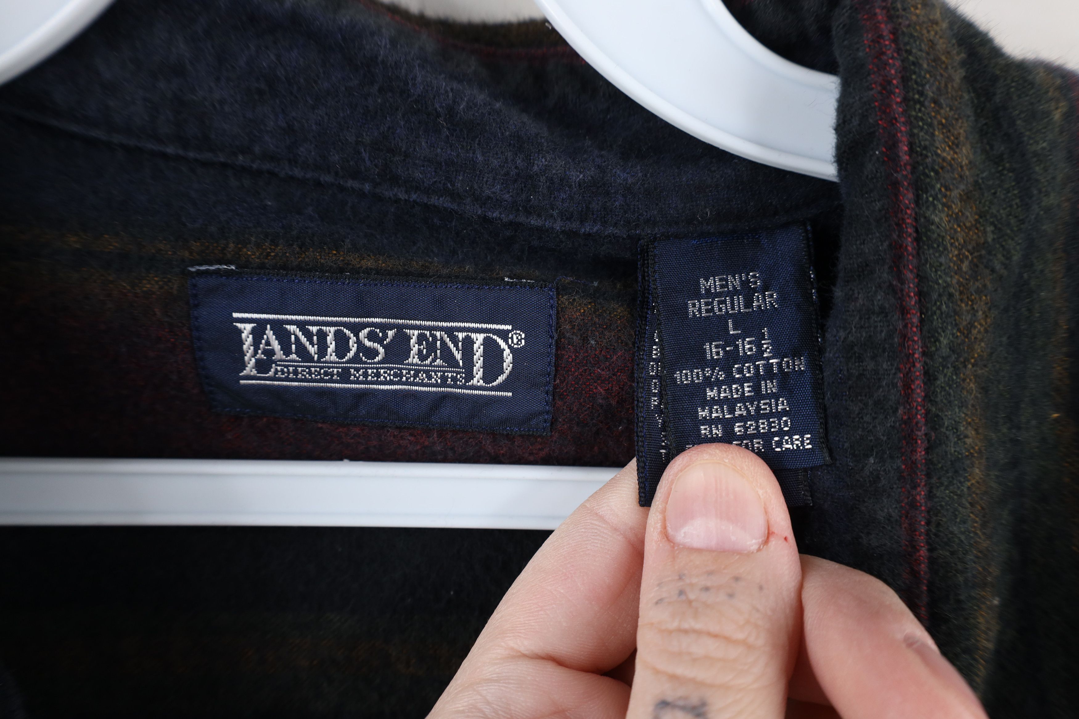 Lands' End × Vintage Vintage 90s Lands End Rainbow Chamois Cloth Button Shirt Size US L / EU 52-54 / 3 - 7 Thumbnail