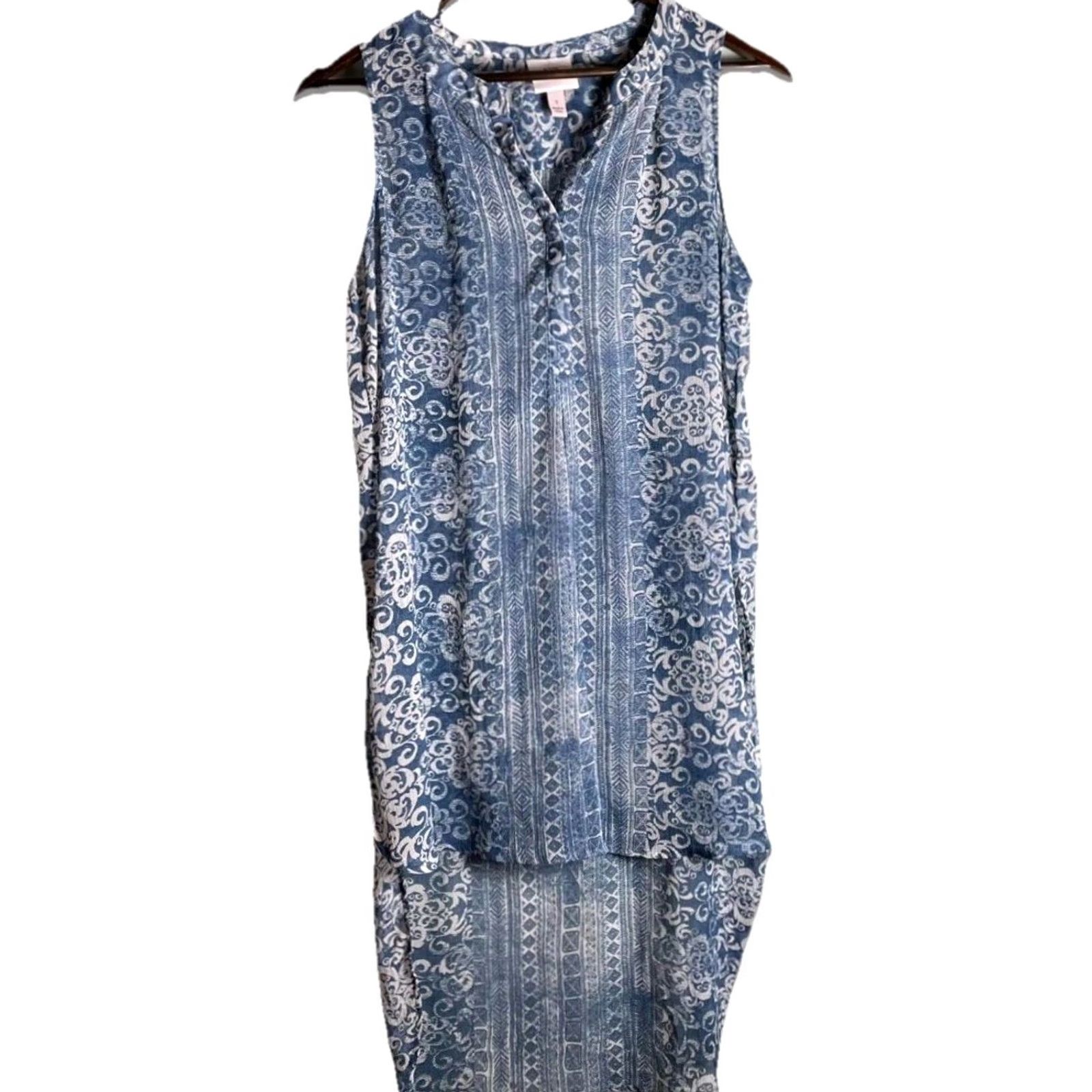 Vintage Knox Rose Blue Sheer Sleeveless High-Low Tunic Dress Top Women’s Size Small Size S / US 4 / IT 40 - 2 Thumbnail