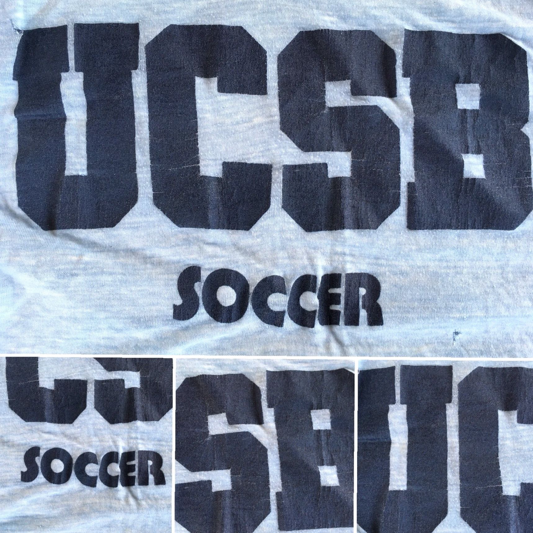 Vintage VINTAGE Sneakers UCSB Soccer T Shirt L Blue 80s 1980s Mens Graphic Tee Made In USA Worn Thin Size US L / EU 52-54 / 3 - 7 Thumbnail