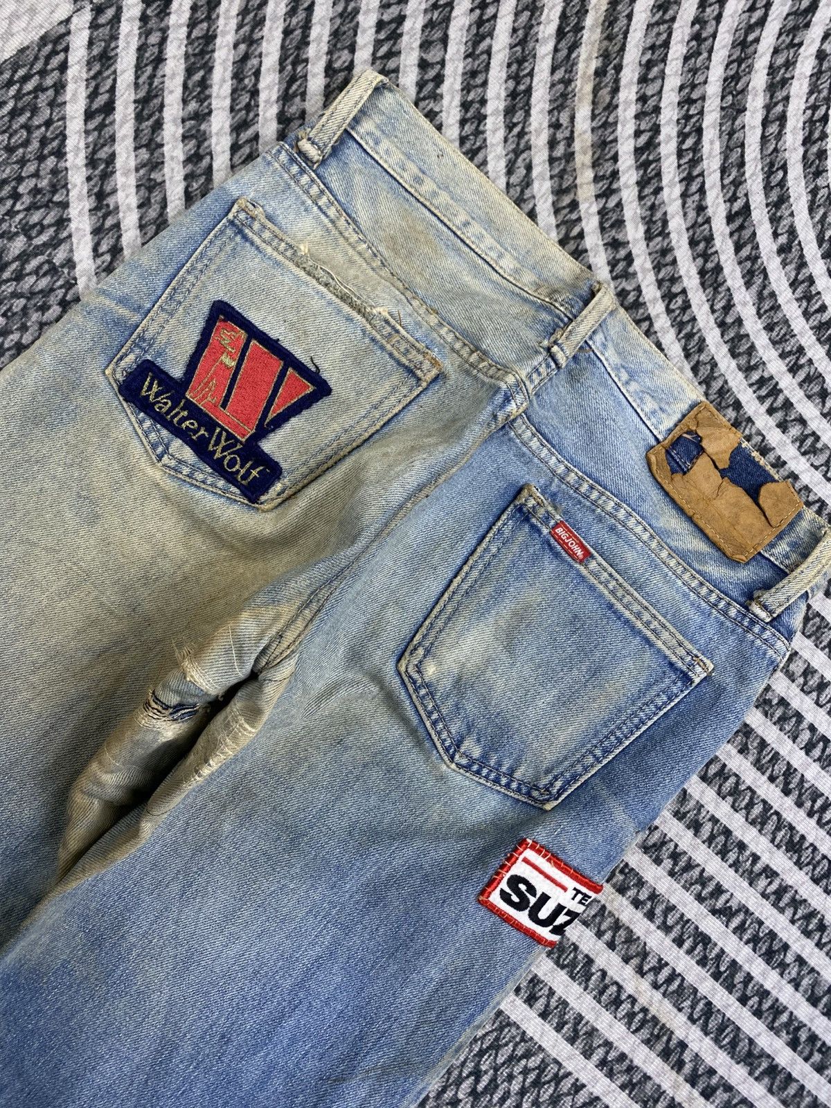 Big John Vtg Big-John With Bike Kids Patches Denim Pants Size US 29 - 9 Thumbnail