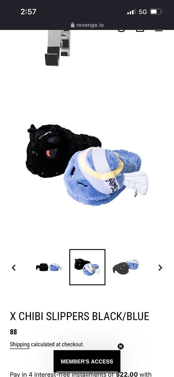 Revenge Revenge X Chibi Slippers Black/Blue Size ONE SIZE - 2 Thumbnail