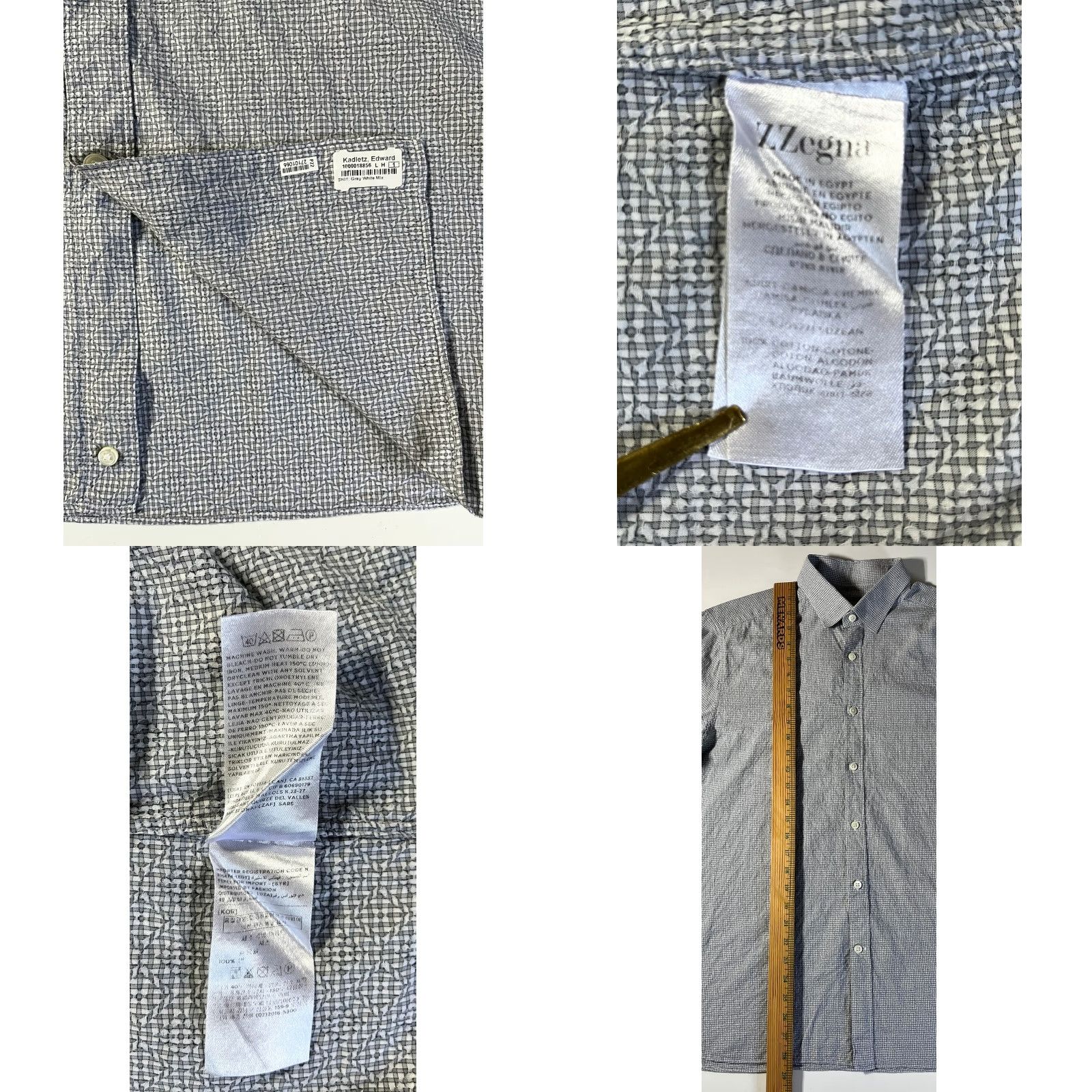 Ermenegildo Zegna VINTAGE Ermenegildo Zegna Silver Line Button-Up Shirt Abstract Diamond Pattern 43/17 Gray White Men's Shirt Mens Button-Up Size US XL / EU 56 / 4 - 8 Thumbnail