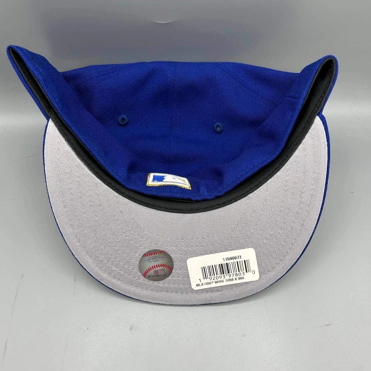 New Era Kansas City Royals Hat Men 8 Blue Gray MLB Fitted Cap Wool Size ONE SIZE - 5 Thumbnail