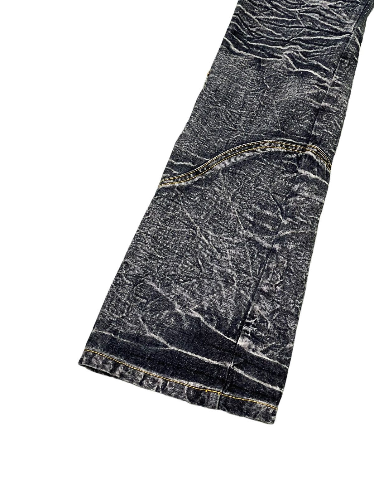Japanese Brand Flare Jeans Cargo Low Box Crazy Faded Distress Boot Cut 6🟦2 Size US 29 - 17 Thumbnail