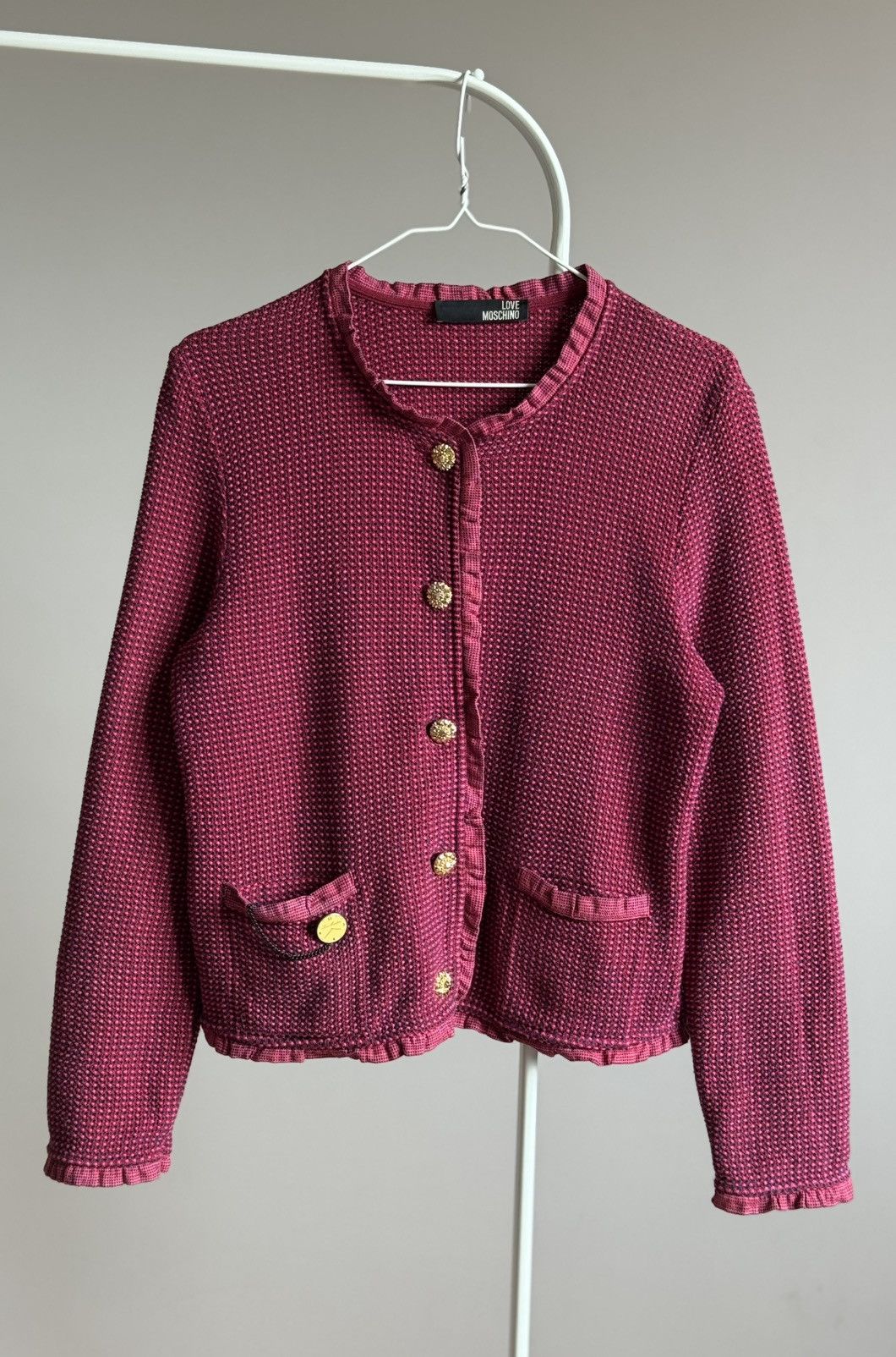 Moschino Love Moschino Pink Knit Cardigan Blazer Sweater Size XL / US 12-14 / IT 48-50 - 12 Thumbnail