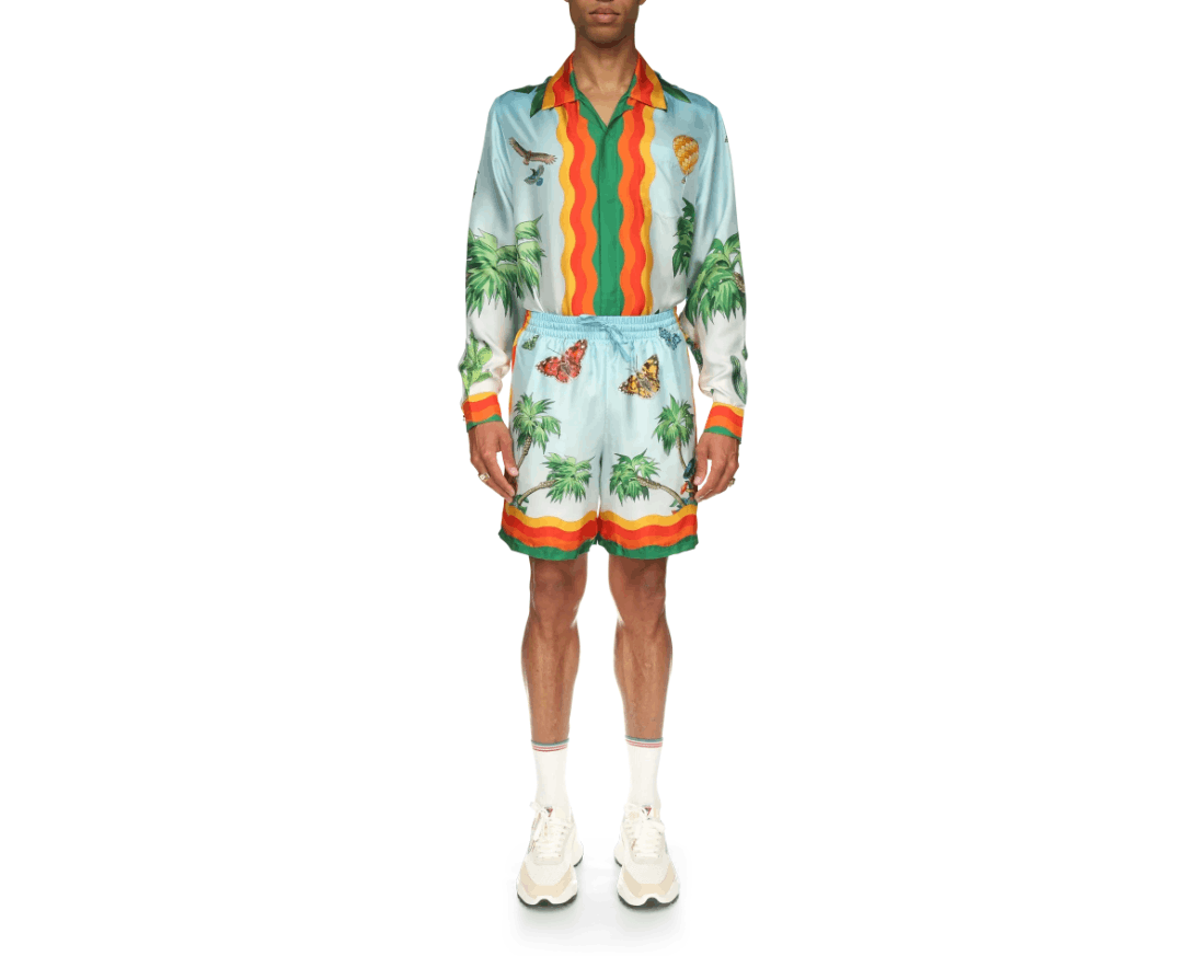 Casablanca o1mle0326 Drawstring Silk Shorts Palm Springs Tennis Club Size US 30 / EU 46 - 2 Thumbnail