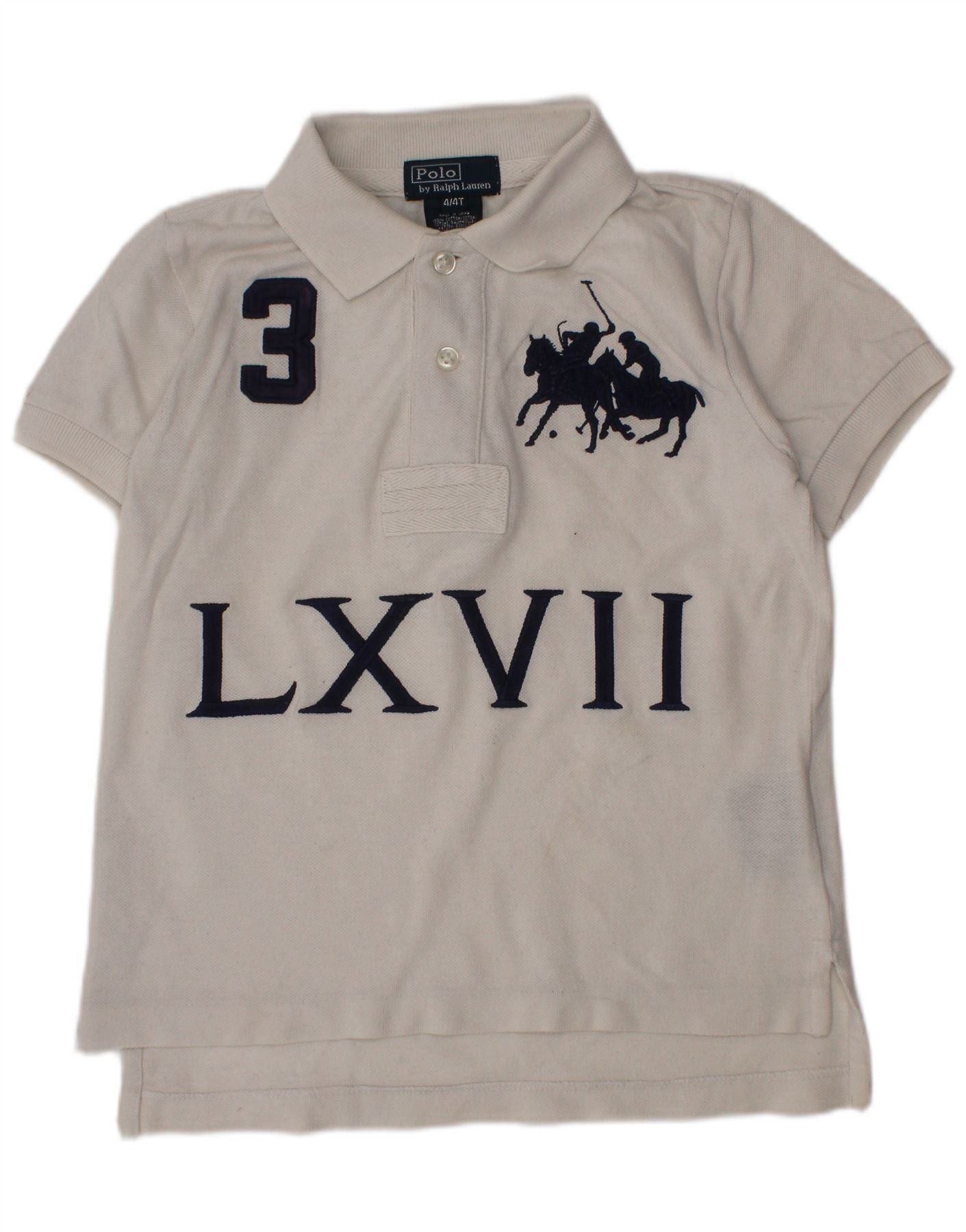 Polo Ralph Lauren Boys Graphic Polo Shirt 3-4 Years White Cotton Size XXS / US 00 / IT 34 - 1 Thumbnail