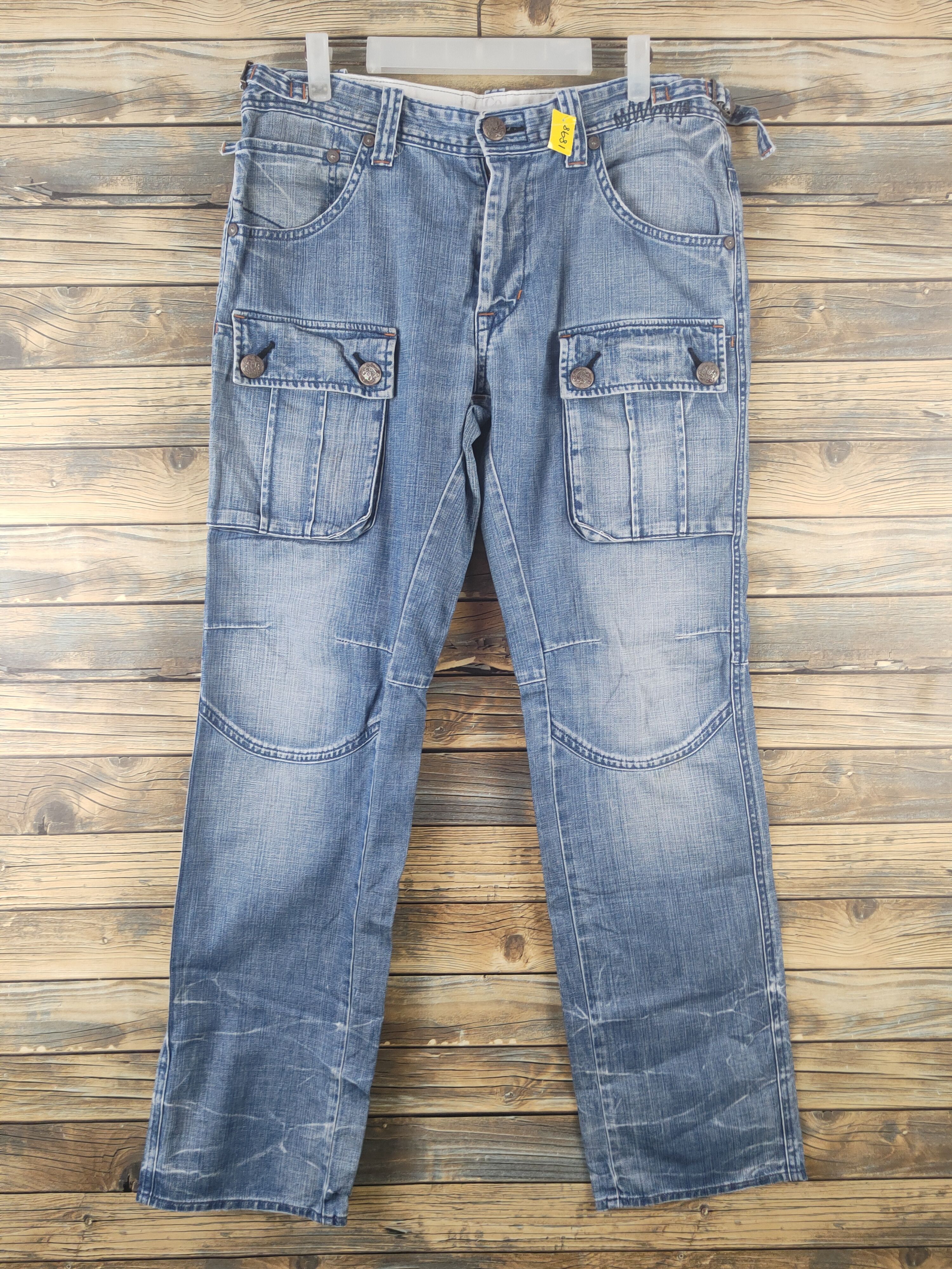 Japanese Brand DL Bartack Blue Distressed Ripped Jeans #1898 Size US 34 / EU 50 - 1 Thumbnail