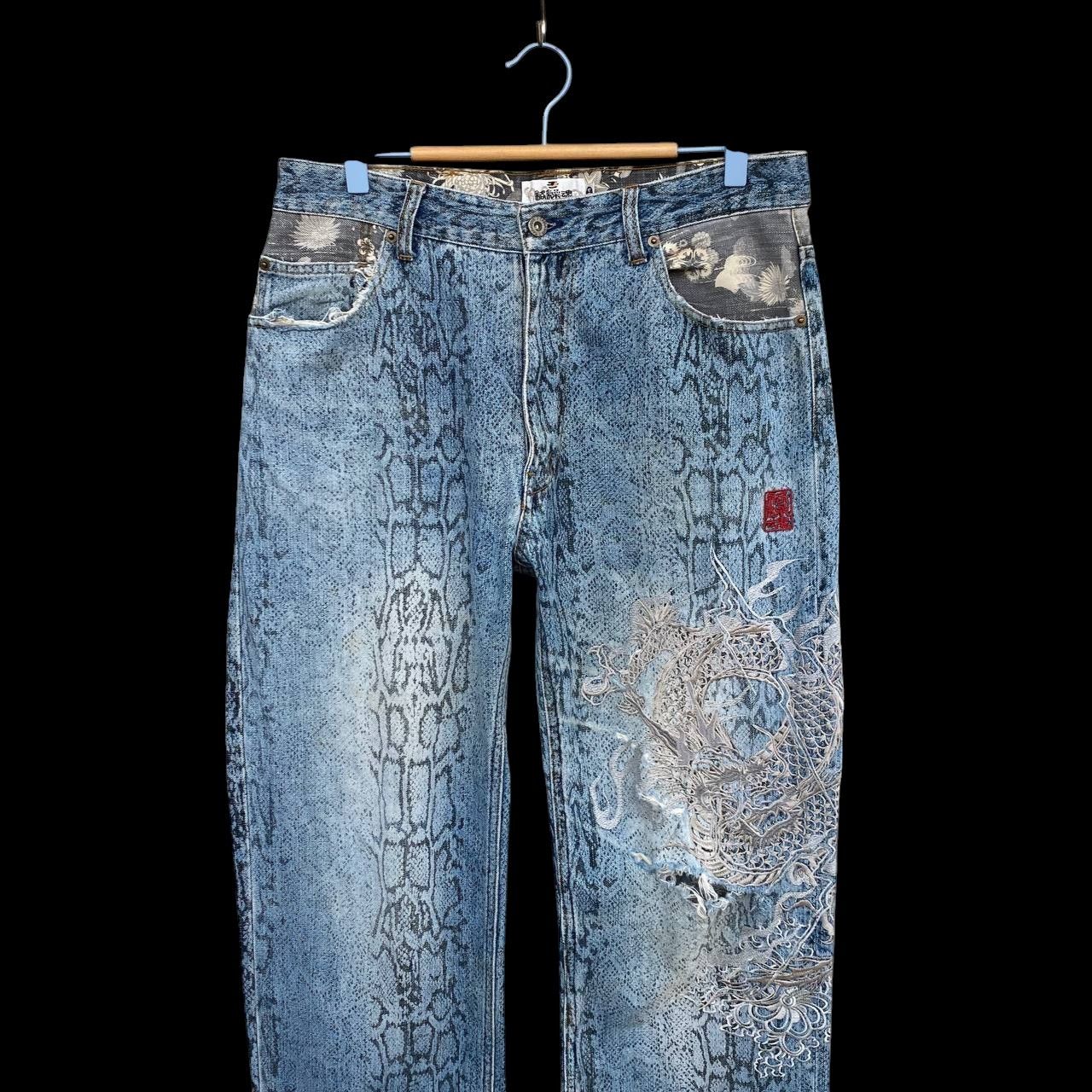 Karakuri Tamashii Distressed Karakuri Tamashii Snakeskin Dragon Embroidered Size US 33 - 8 Thumbnail