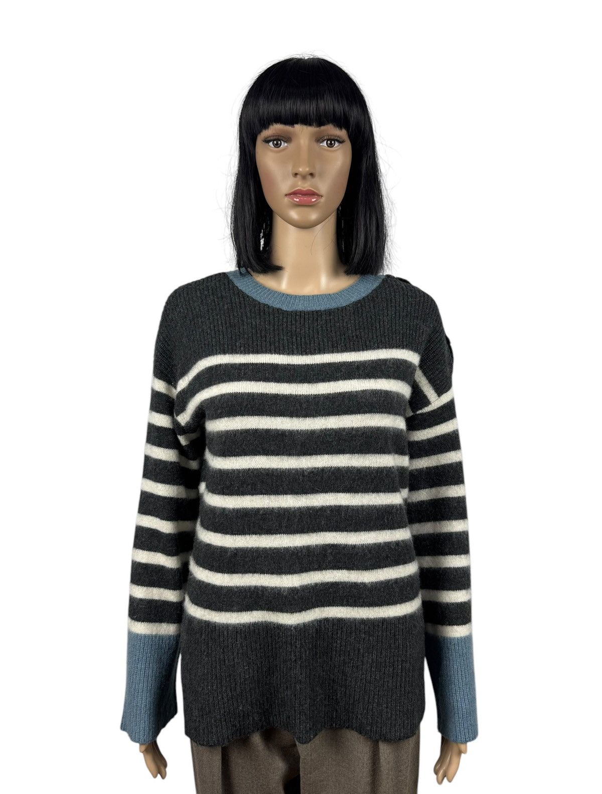 Designer Thought Wool-Nylon Striped Jumper Sweater size 10 38 Size XS / US 0-2 / IT 36-38 - 1 Thumbnail