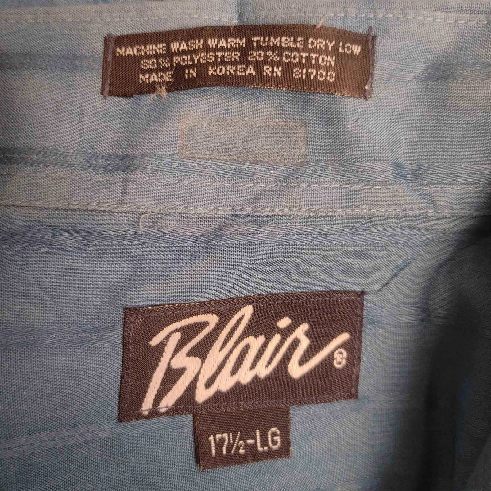 Other Blair Men's 17.5 LG Robin's Egg Blue Button Down Dress Shirt Size US L / EU 52-54 / 3 - 3 Thumbnail