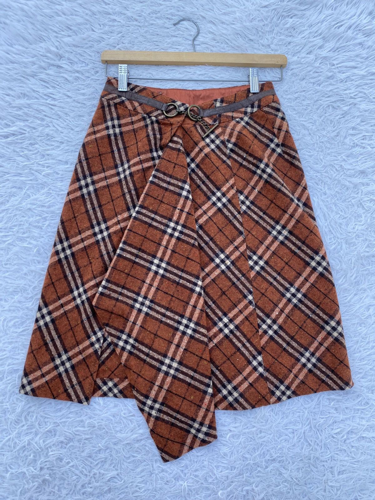 Burberry Rare Vintage 90s Burberry Checkered Wool Skirt Size 26" / US 2 / IT 38 - 4 Thumbnail