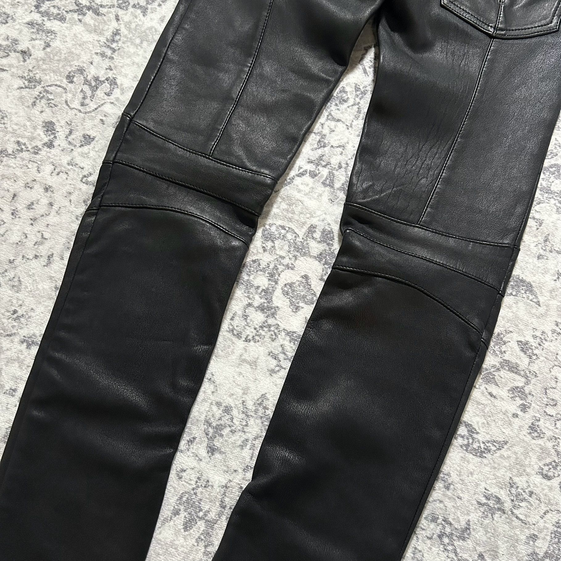 Balmain AW10 Leather Moto Biker Pants