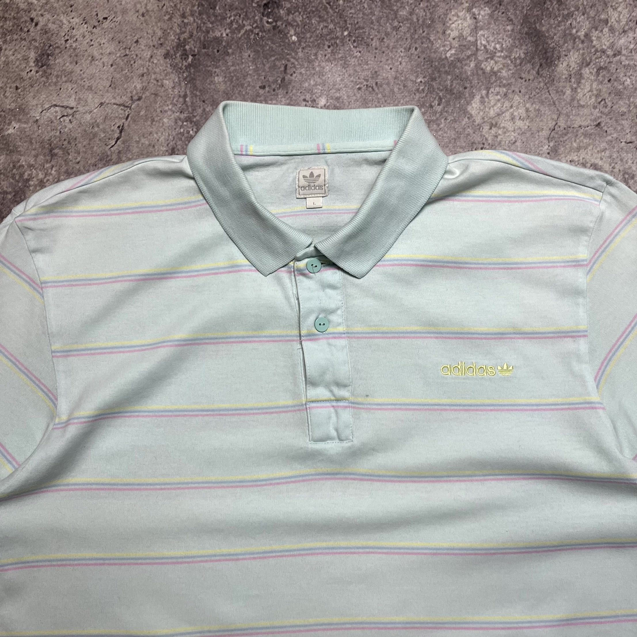 Adidas Y2K Adidas Striped Polo T-Shirt Blue Short Sleeve Size L Size US L / EU 52-54 / 3 - 3 Thumbnail
