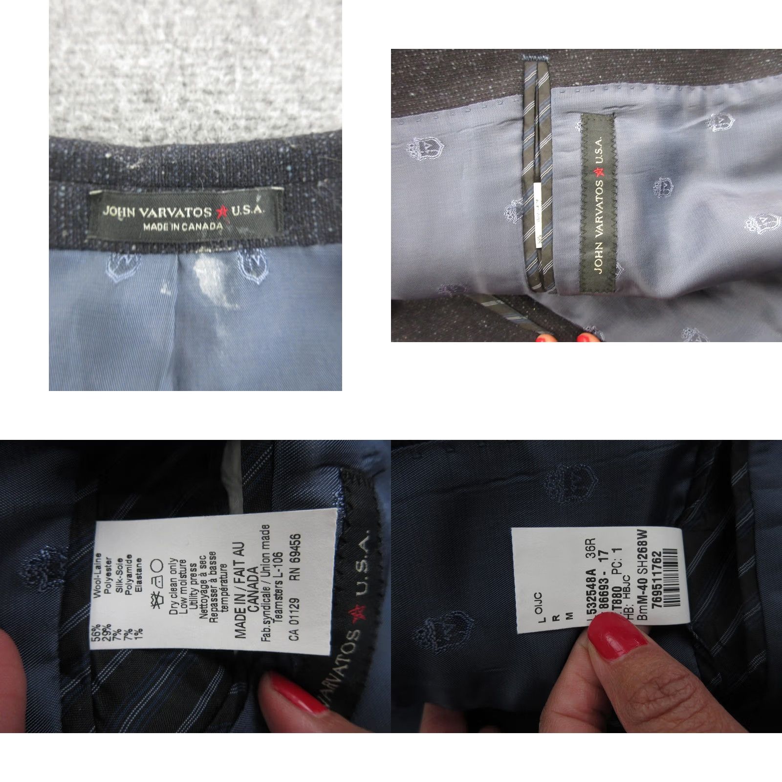 John Varvatos John Varvatos U.S.A. Sport Coat Blazer Mens 36R Gray Tweed Wool 2 Button Single-Breasted Notch Lapel Jacket Modern Canada Size 36R - 8 Thumbnail