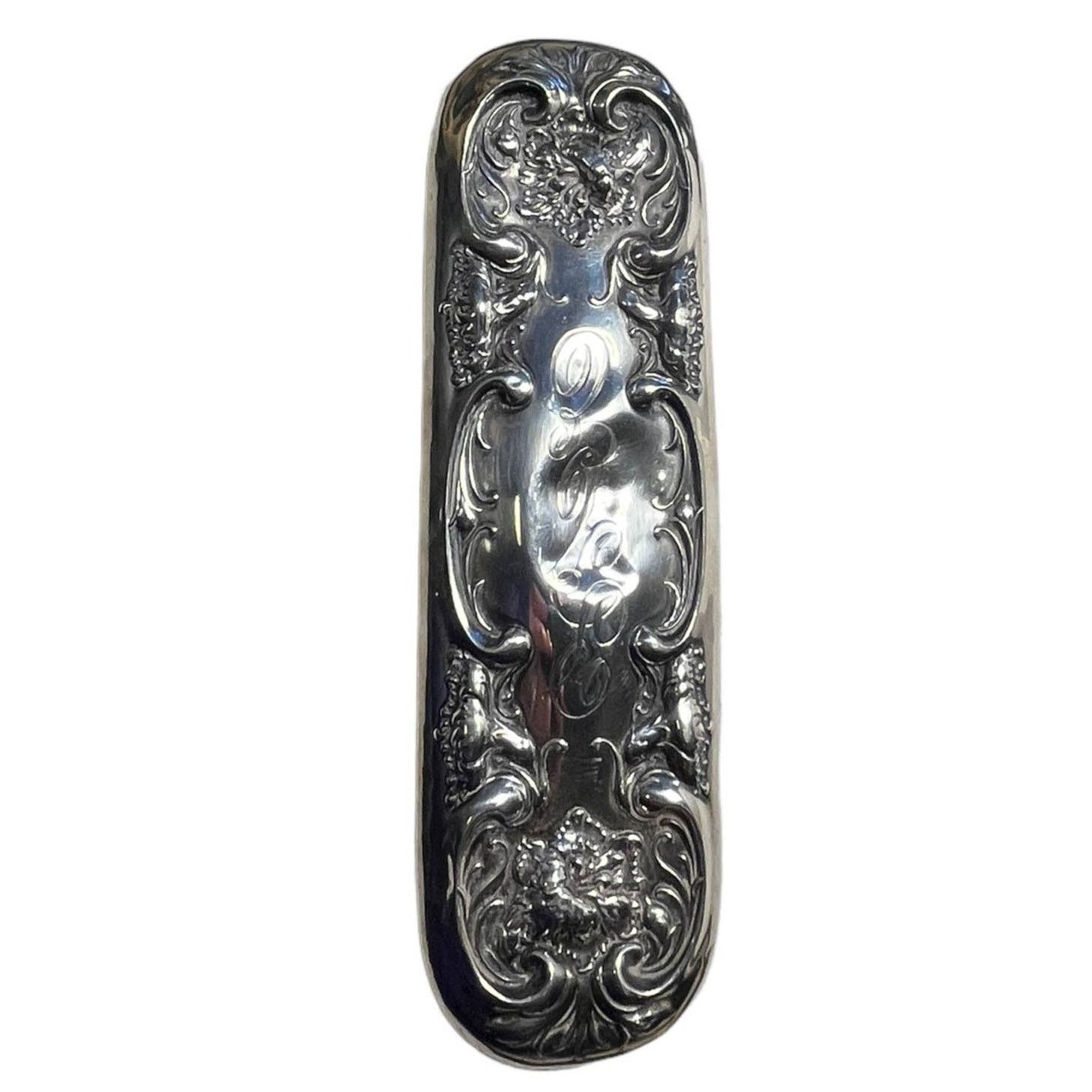image of Wallace Sterling Silver Antique Hairbrush With Flowers, Women's