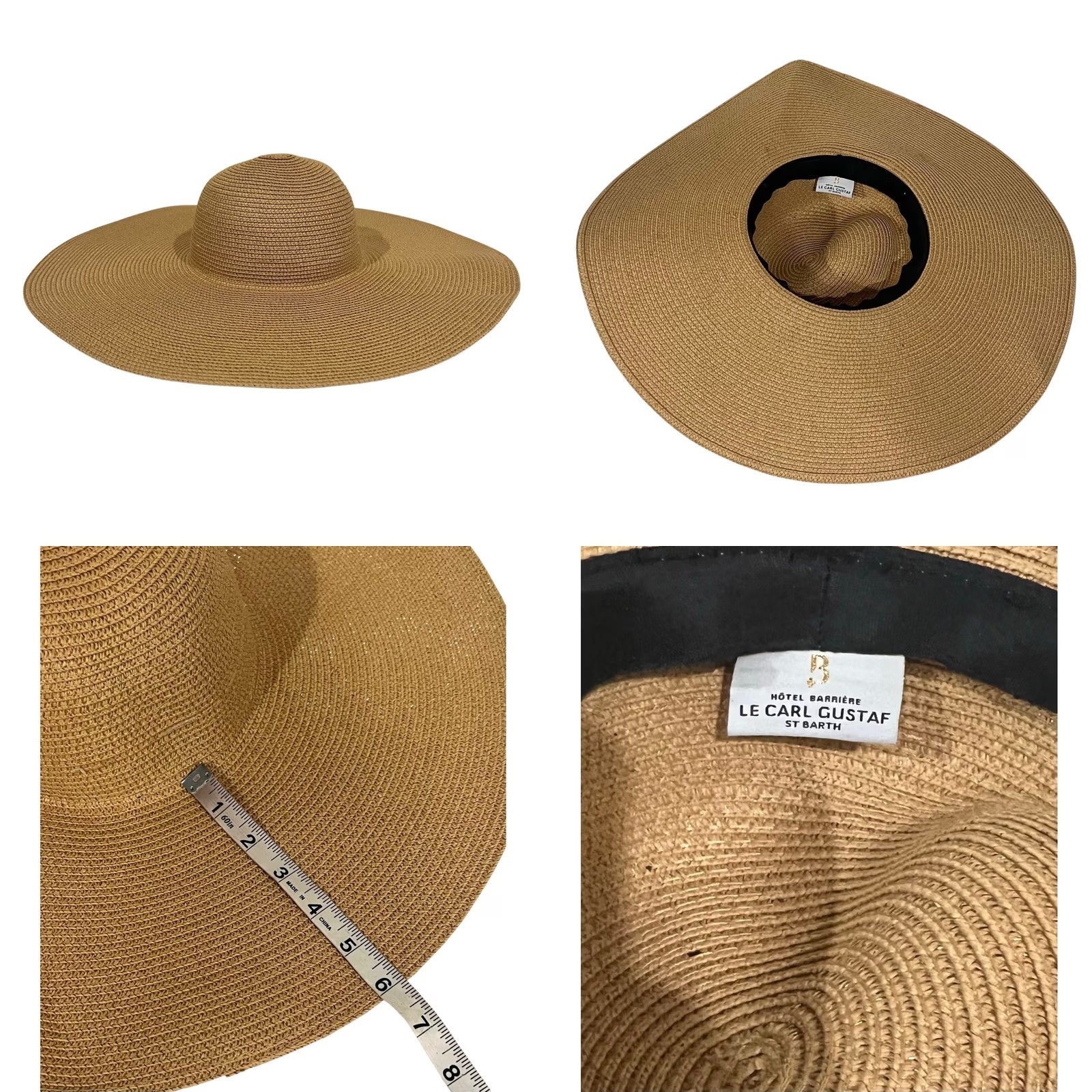 Vintage BARRIÈRE Sun Hat LE CARL GUSTAF St BARTH Floppy Straw Extra-Wide Brim Tan Sun Hat Women One Size Tan Size ONE SIZE - 8 Thumbnail