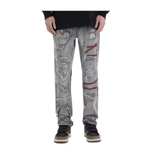 VIBE Patched Distressed Embroidery Blue Denim Jeans Size US 30 / EU 46 - 1 Thumbnail