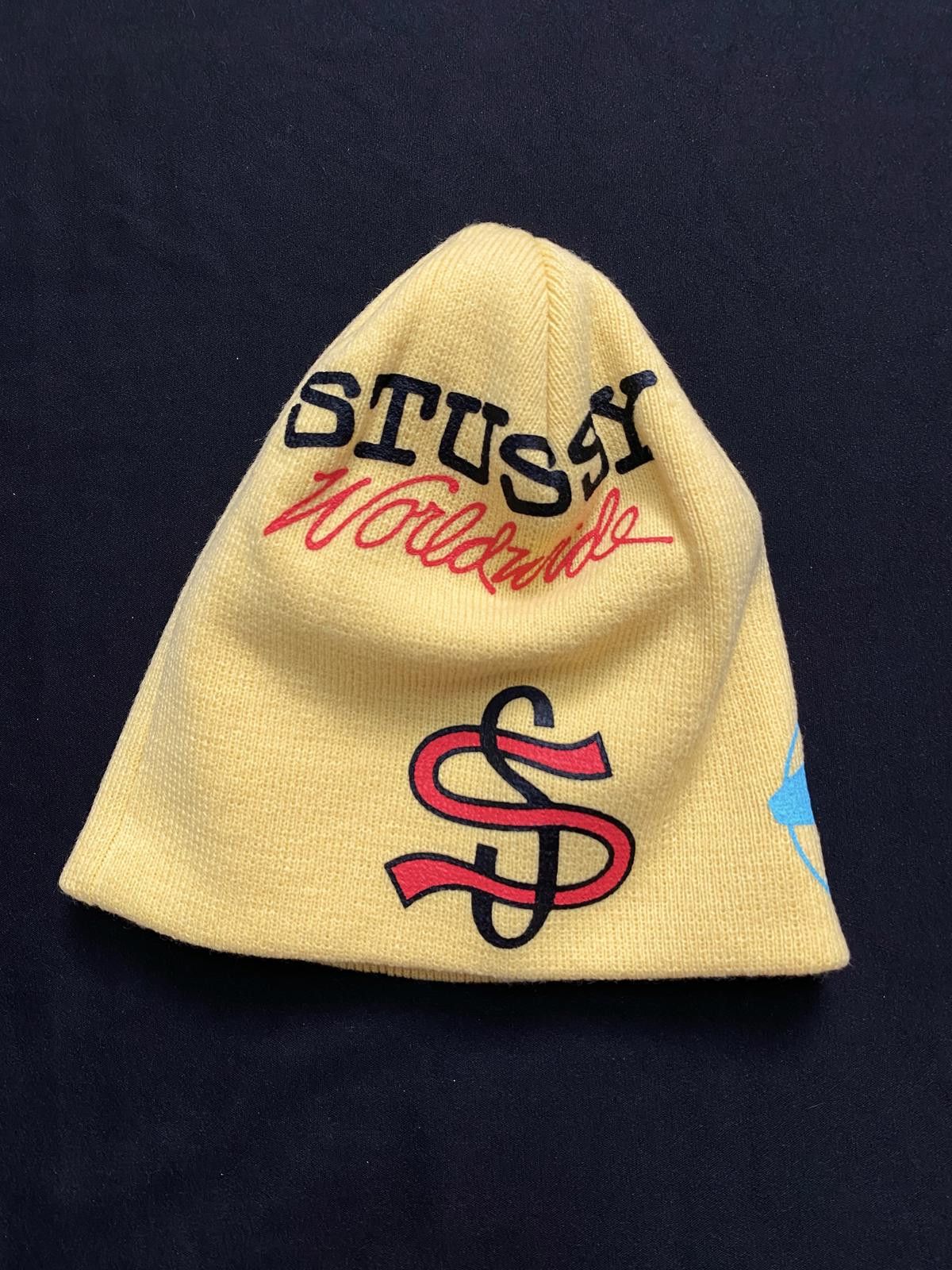 Stussy Rare Stussy Mixed Logo No Cuff Knit Skull Cap Yellow Beanie Size ONE SIZE - 3 Thumbnail