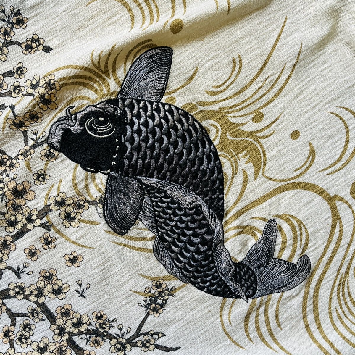 Japanese Brand × Vintage Vintage Kara Kuri Sukajan Embroidered Koi Fish TShirt Japan Size US M / EU 48-50 / 2 - 16 Thumbnail