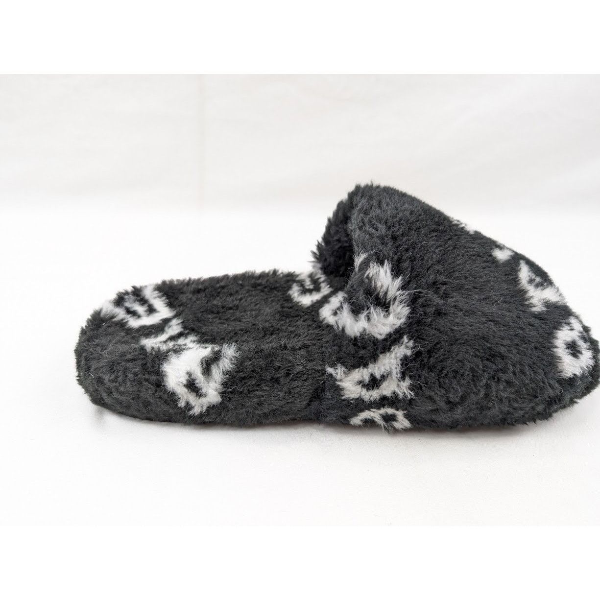 Balenciaga o1rshd1 Q:3 / Allover Logo Furry Slide in Black/White Size US 8 / EU 41 - 4 Thumbnail
