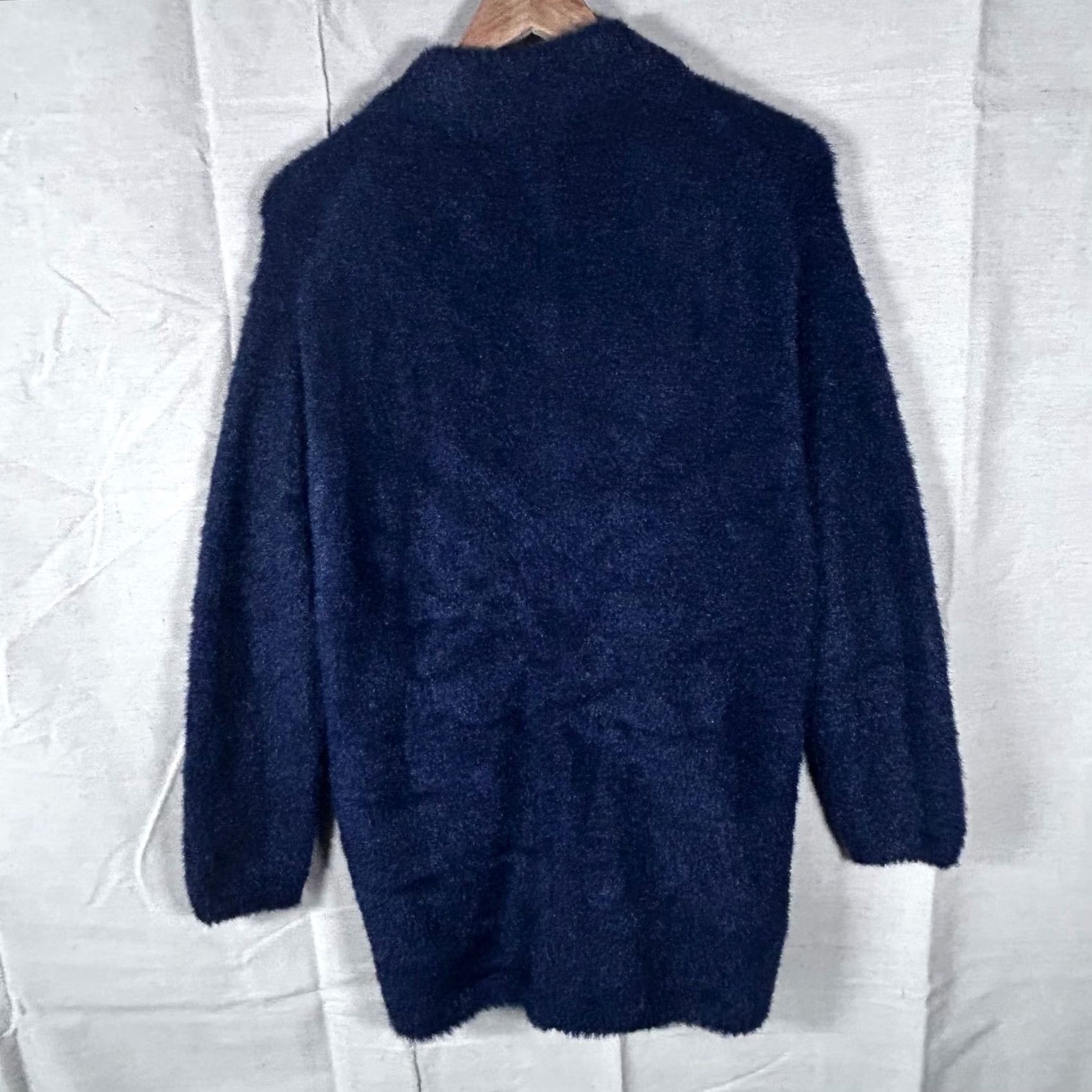 J.Crew J. Crew Point Sur Cardigan Sweater XS Navy Blue Fuzzy Full Zip Mock Neck NWT Size XS / US 0-2 / IT 36-38 - 4 Thumbnail