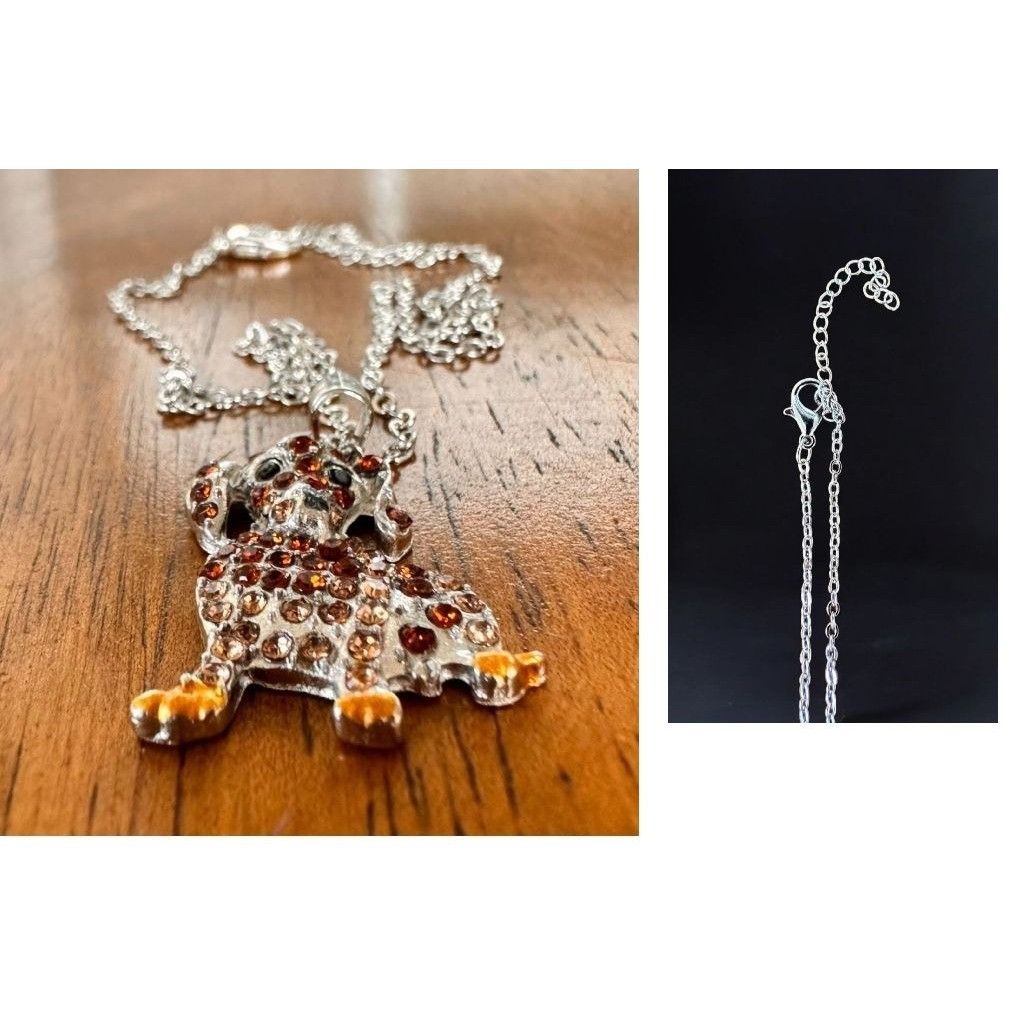 Handmade Dachshund Necklace New Rhinestones 16 inch Chain 2 piece Set Size ONE SIZE - 7 Thumbnail