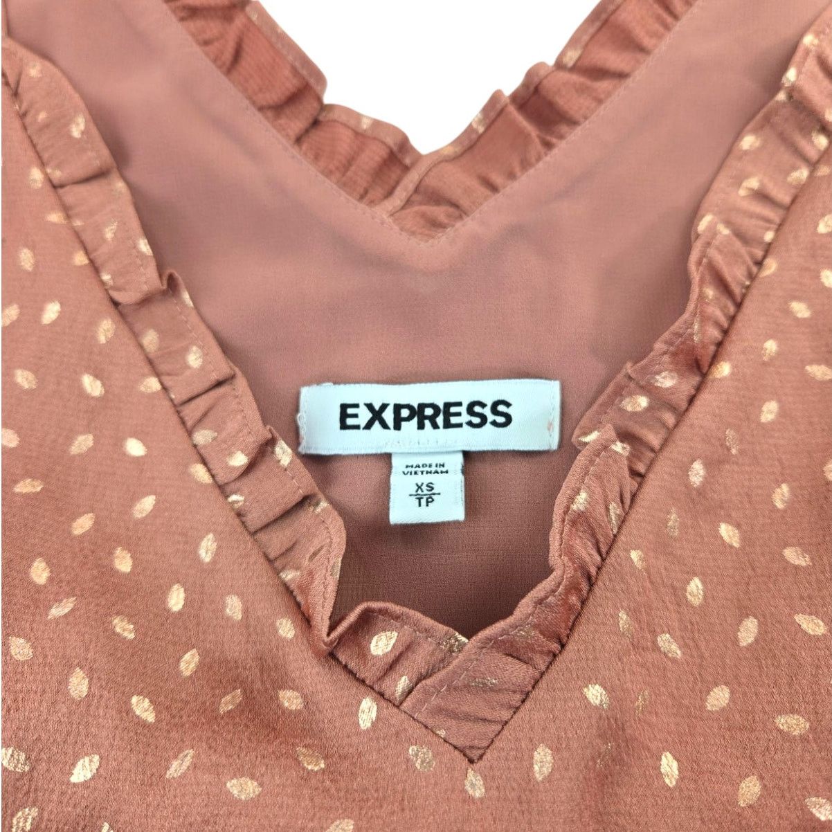 Express Express | Dusty Rose Camisole Tank w/Gold Leaves | Size XS Size XS / US 0-2 / IT 36-38 - 3 Thumbnail