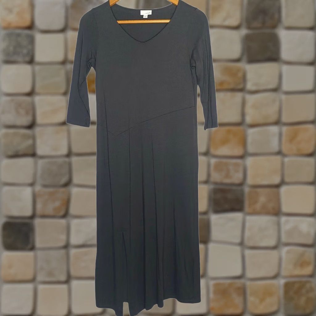 J. Jill J. Jill Maxi Dress XS Long Sleeve Knit Gray Modal Blend Pure Jill Minimalist V-Neck Pullover Women Size XS / US 0-2 / IT 36-38 - 1 Thumbnail
