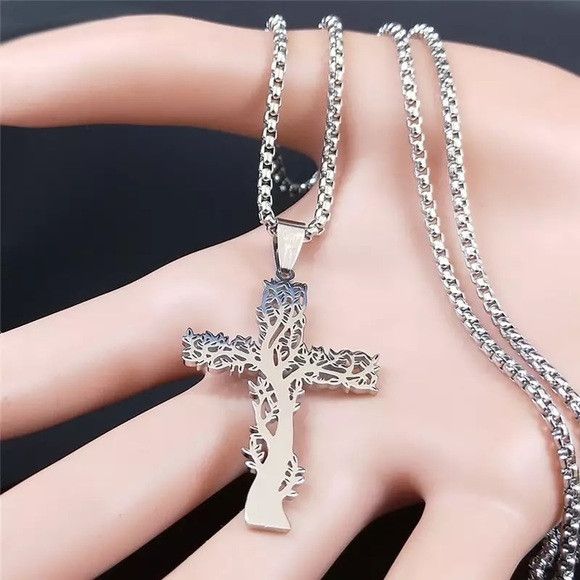 The Unbranded Brand Unisex Stainless Steel Tree Of Life Pendant Necklace Size ONE SIZE - 2 Thumbnail