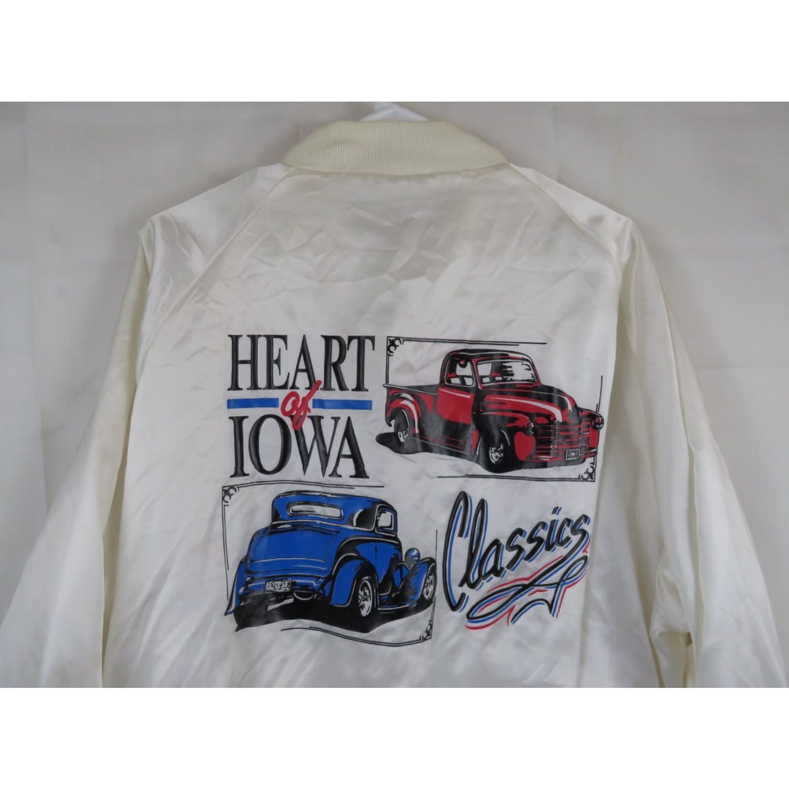 Vintage VINTAGE Sportsprint Jacket Bomber XL USA Men White Satin Lined USA Classic Car Truck Show Theme 90s Size US XL / EU 56 / 4 - 3 Thumbnail