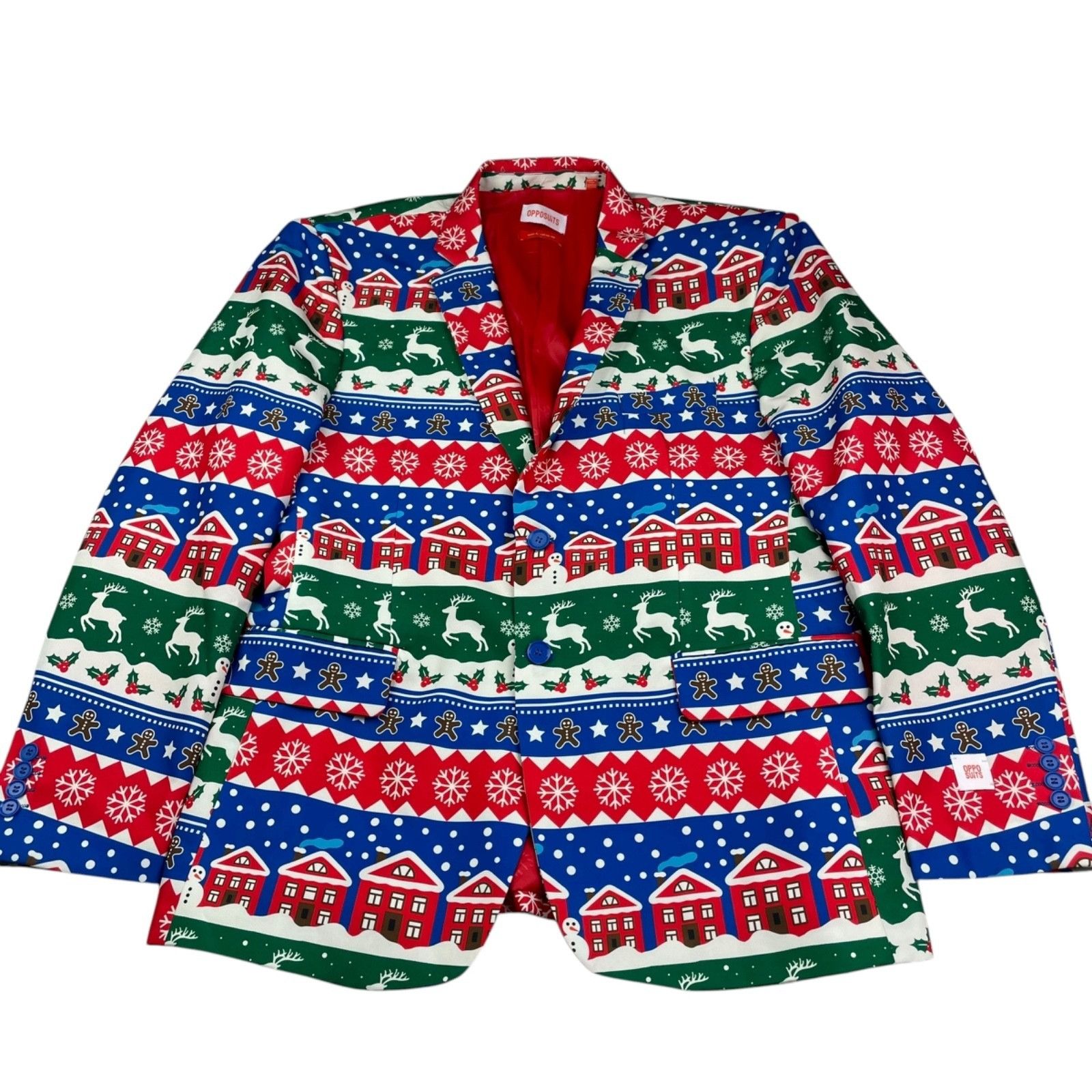 Other OppoSuits Men's Ugly Christmas 2-Button Blazer Red/Blue/Gree Size 46R - 2 Thumbnail