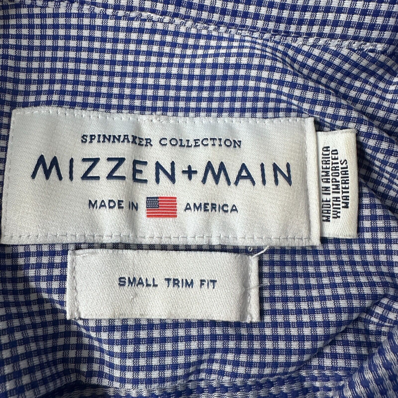 Mizzen+Main Mizzen + Main Shirt Mens Small Blue White Micro Button-Up Size US S / EU 44-46 / 1 - 6 Thumbnail