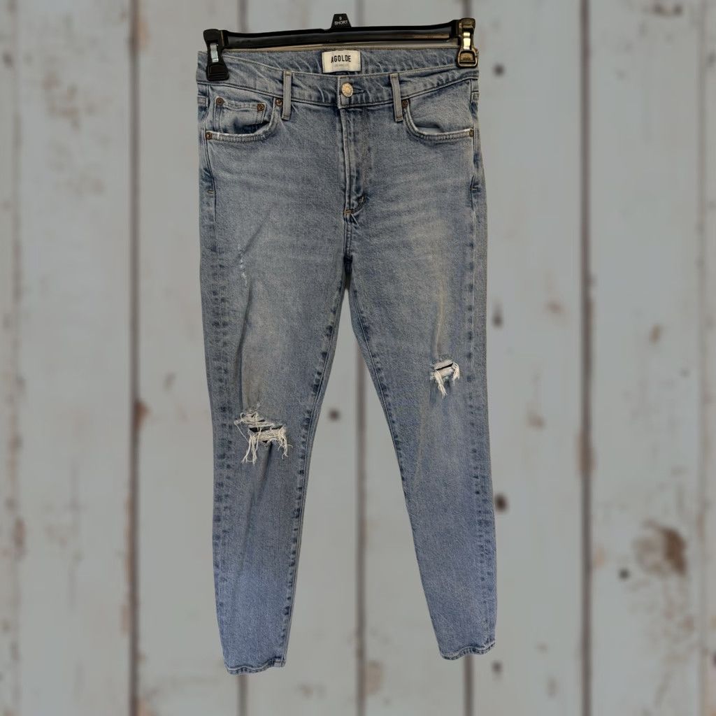Agolde VINTAGE AGOLDE Sophie classic distressed knee skinny jeans light blue wash sz 27 Womens Jeans 27 blue distressed Size 27" / US 4 / IT 40 - 1 Thumbnail