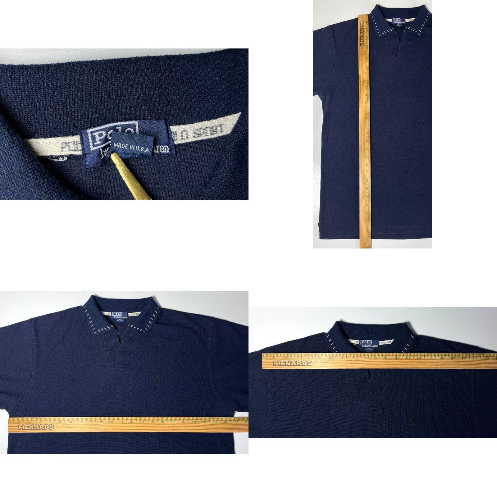 Polo Ralph Lauren Polo Ralph Lauren Polo Shirt Mens Vintage 90s V-Neck Navy XL 100% Cotton Short Sleeve Logo Pullover Made in USA Size US XL / EU 56 / 4 - 8 Thumbnail