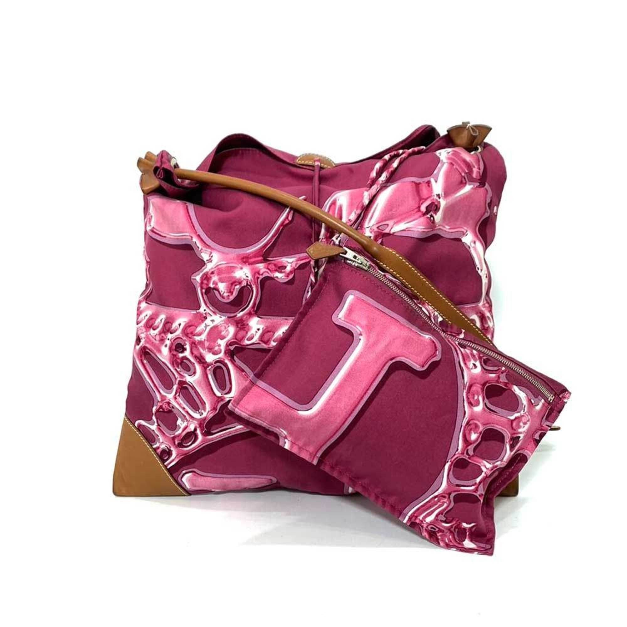 image of Hermes Bag Silky City Pm Pink Shoulder Crossbody Square Flat Ladies Silk X Vau Balenia Leather Herm