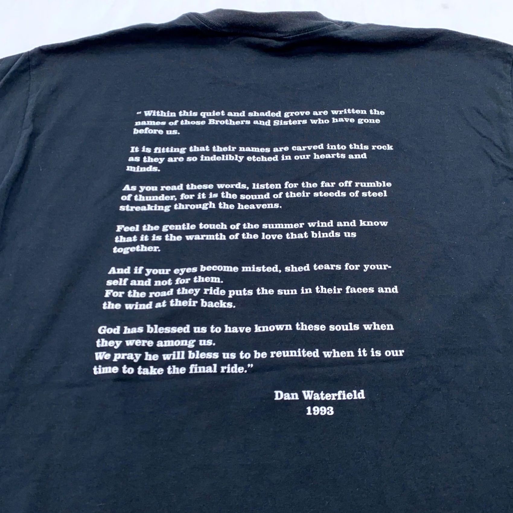 Vintage vtg 90s OHIO ABATE MOTORCYCLE MEMORIAL DAN WATERFIELD 1995 T-Shirt LARGE biker Shirt Mens Black 90s event theme 80s 90s Size US L / EU 52-54 / 3 - 4 Thumbnail