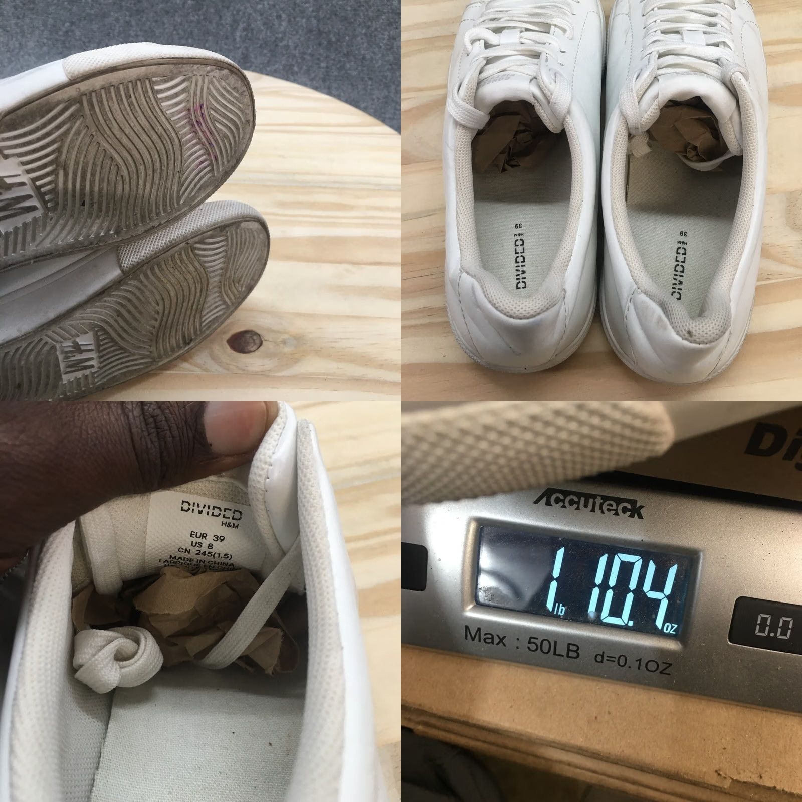 H&M Divided by H&M Shoes Womens 8 Sneakers White Leather Lace Up Round Toe Low Top Nike Size M / US 6-8 / IT 42-44 - 9 Thumbnail