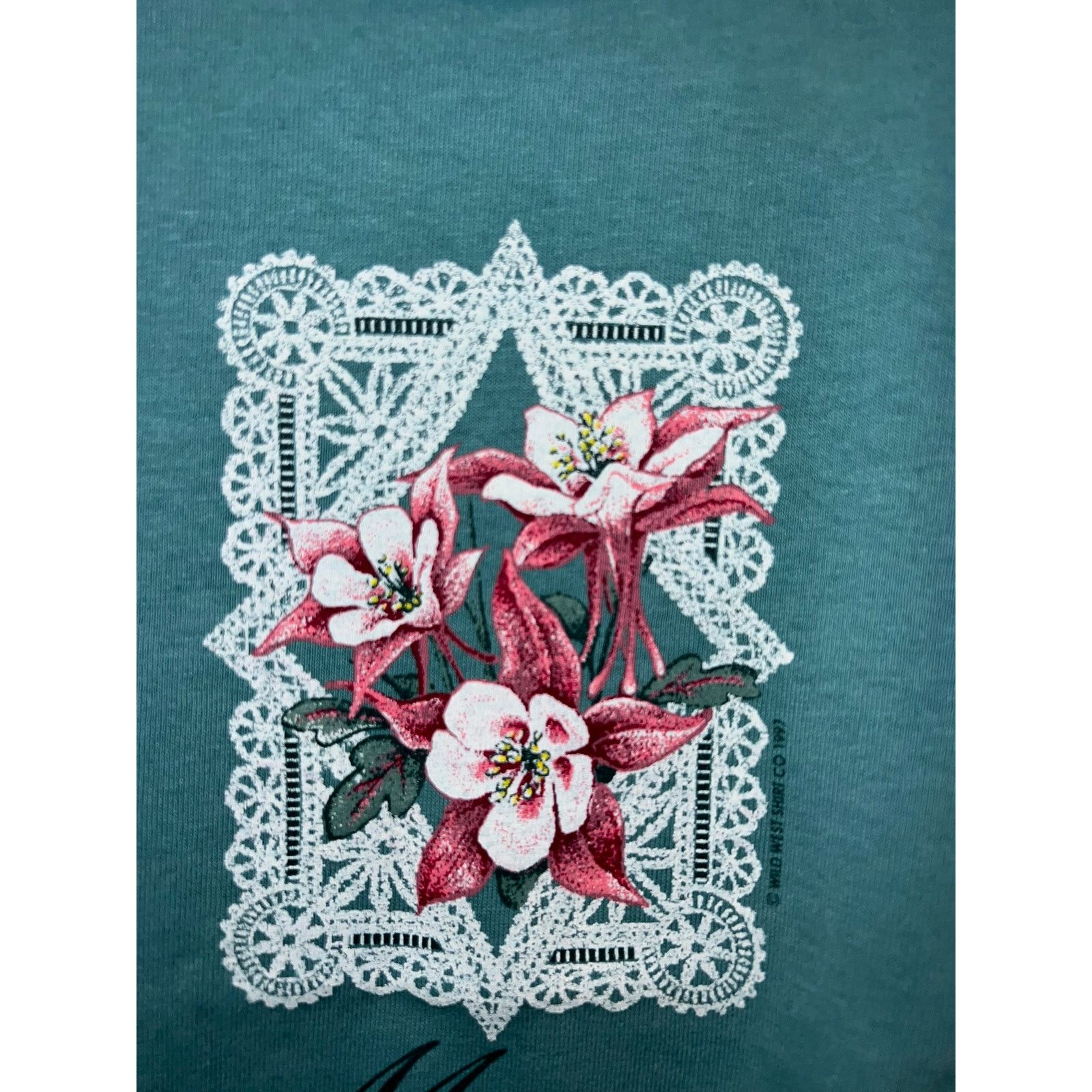 Vintage Women's Montana Floral Flower Green Top Shirt Women L Large Size L / US 10 / IT 46 - 3 Thumbnail